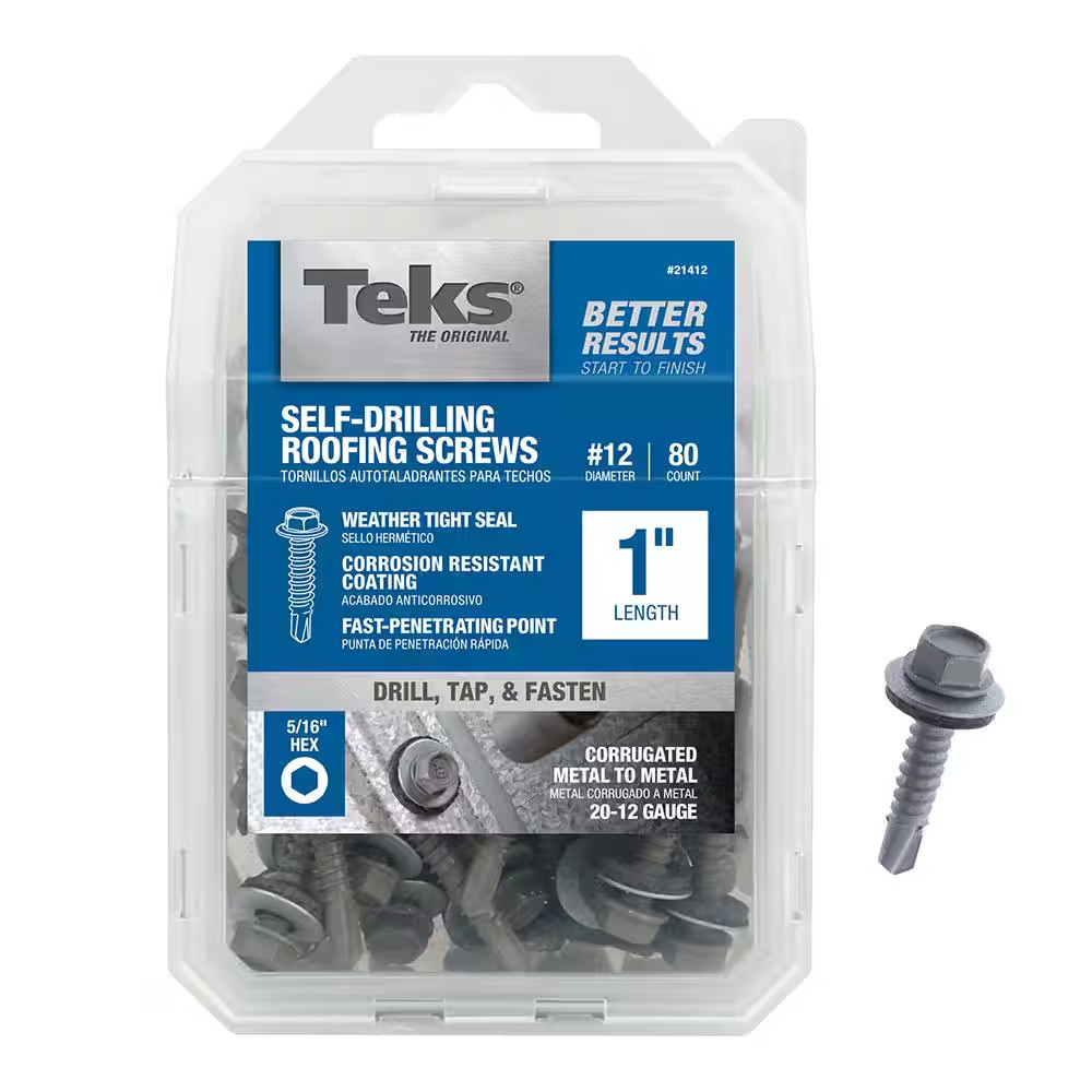 #12 X 1 In. External Hex Washer Head Drill Point Roofing Screw (80-Pack)