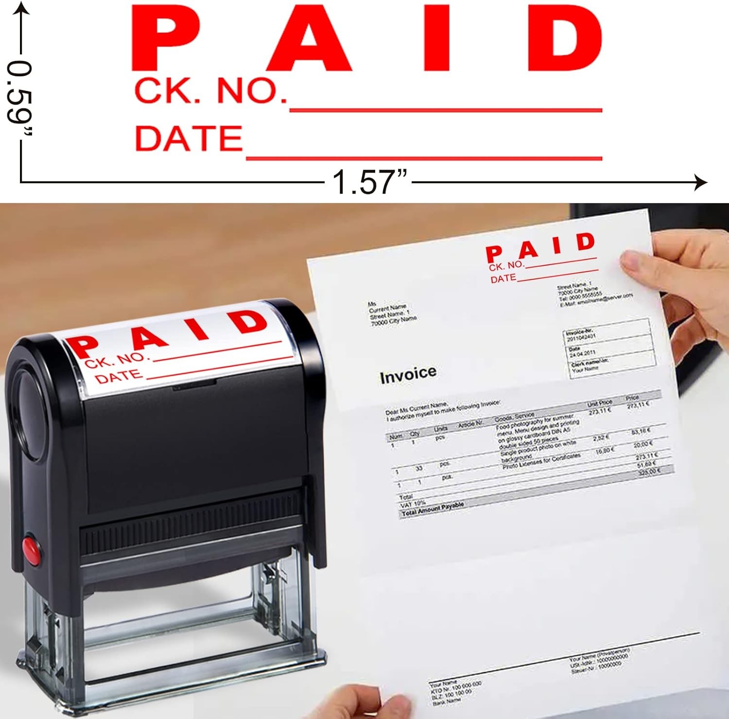 Paid Stamp with Date Office Stamps Self Inking With Check and