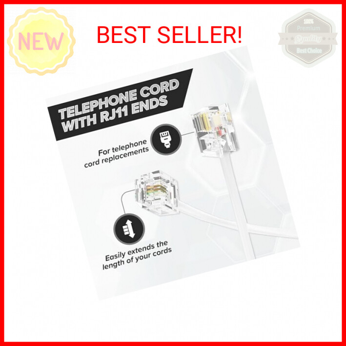 THE CIMPLE CO Phone Line Cord 100 Feet - Modular Telephone Extension Cord 100 Fe