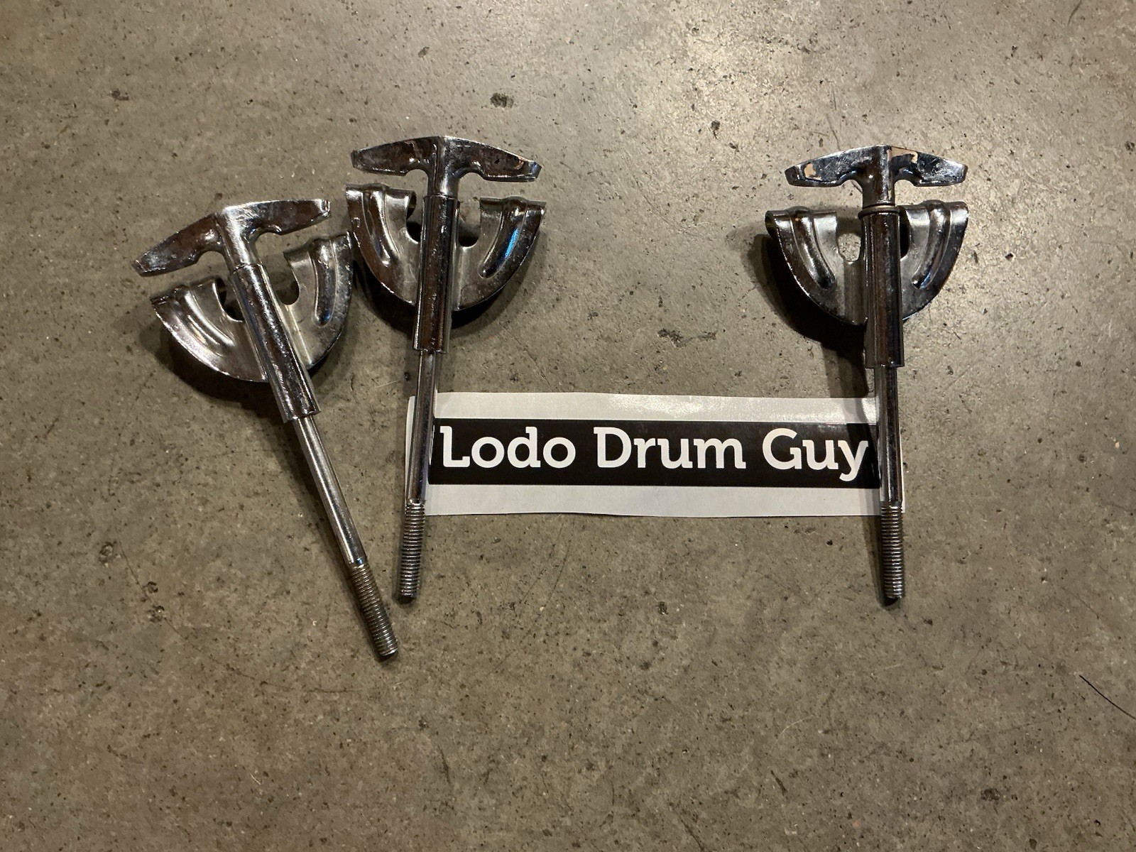(3) UNBRANDED bass drum T-rod rod claw rods claws CHROME VINTAGE set of 3 #WS2