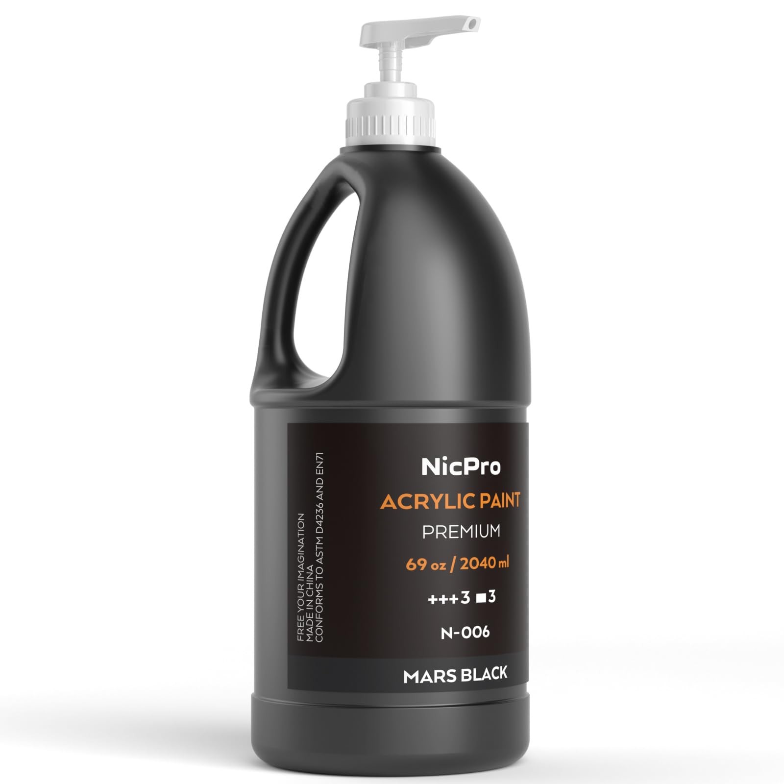 Nicpro Black Large Acrylic Paint Set (69 oz, 2040 69 Fl Oz (Pack of 1),