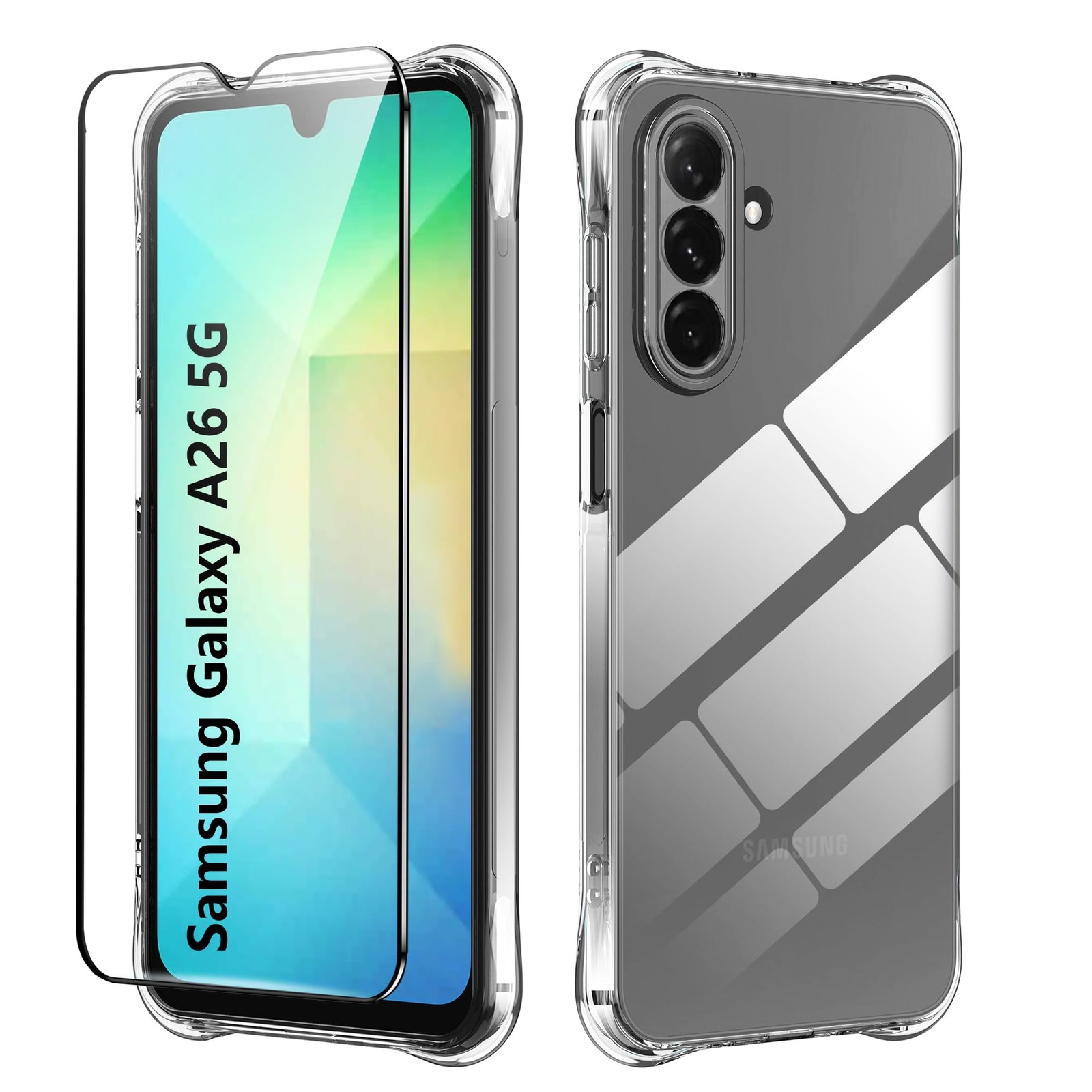 for Samsung Galaxy A26 5G Case, [Soft TPU] with Tempered Glass