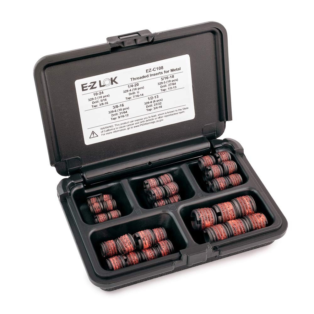 EZ LOKC108 Threaded Inserts For Metal Assortment Kit Carbon Steel Heavy Wall ...