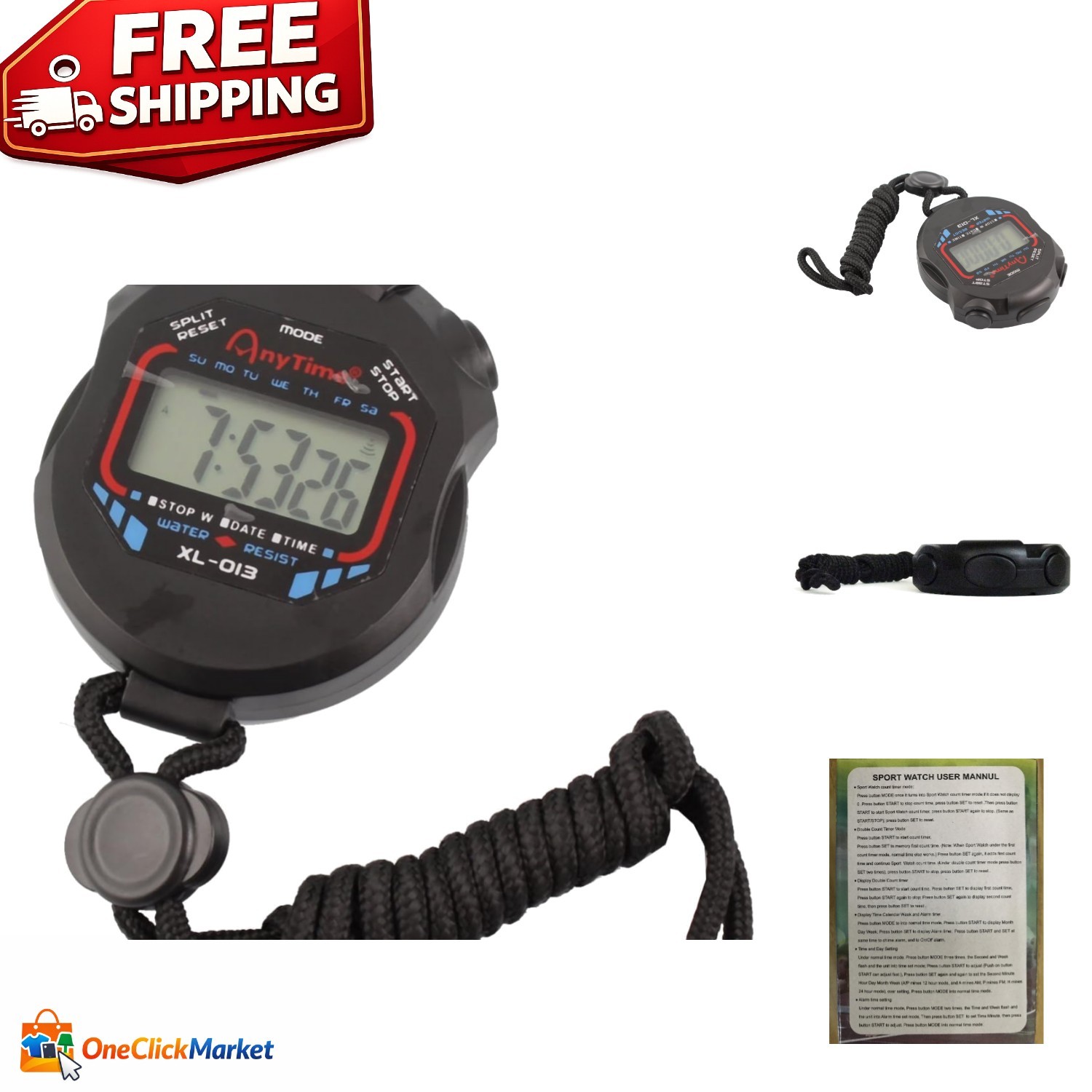 Waterproof Multi-Function Stopwatch for Coaches - Accurate Timing, Large Display