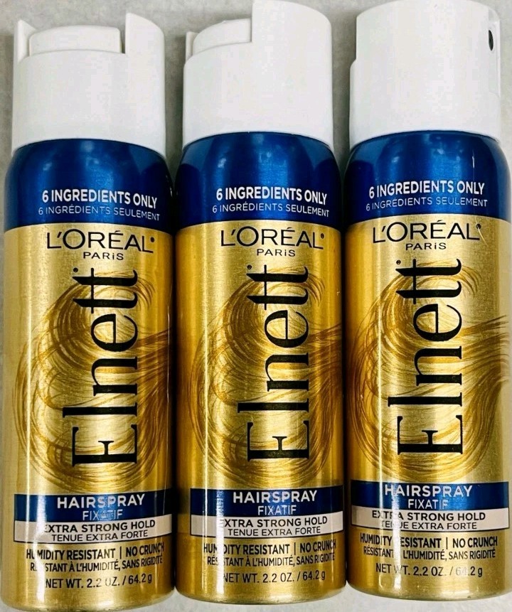 3 Pack LOREAL Elnett Satin Extra Strong Hold 2.2 Oz Ea TRAVEL SIZE