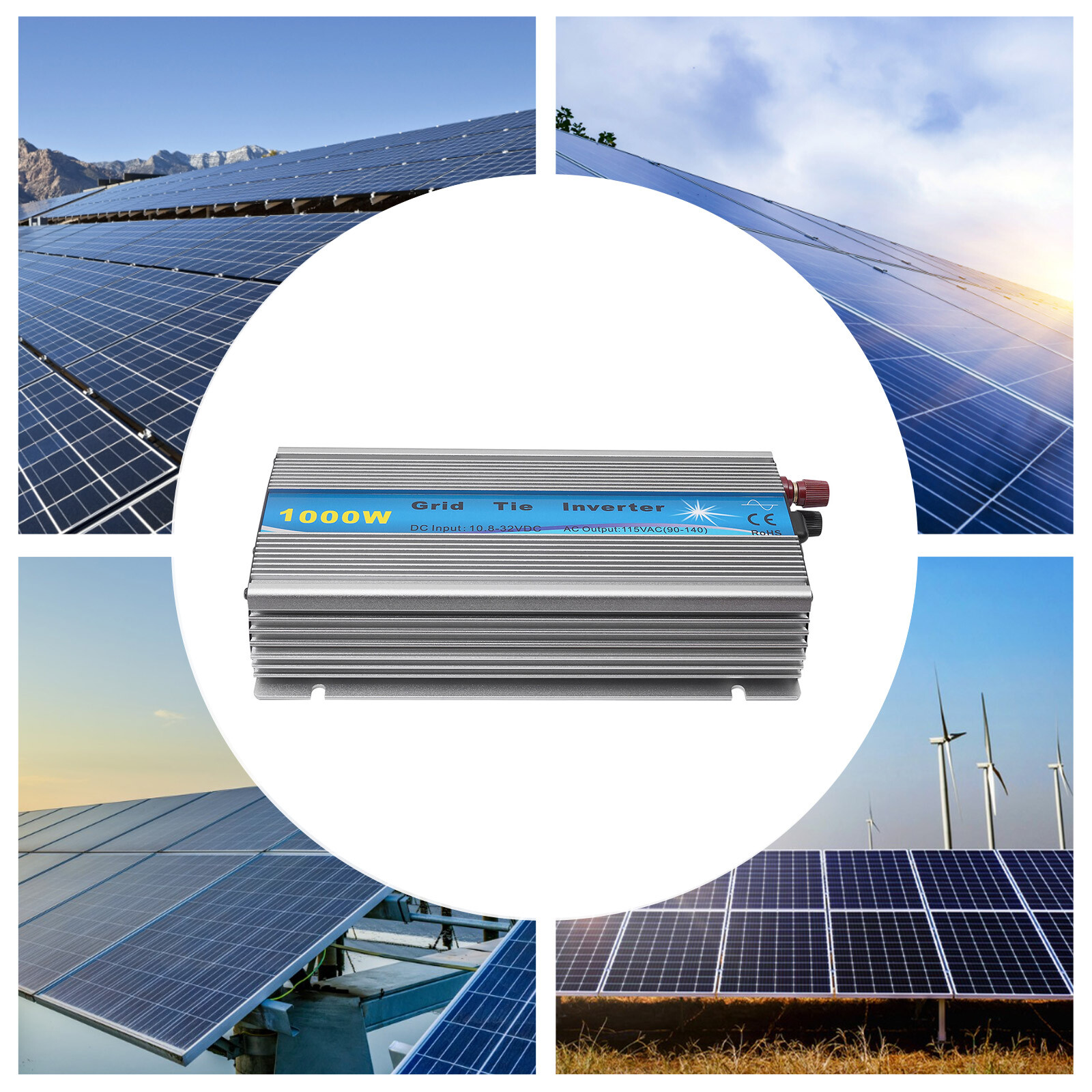 1000W MPPT Grid Tie Inverter DC10.8-32V to AC90-140V Pure Sine Wave Inverter