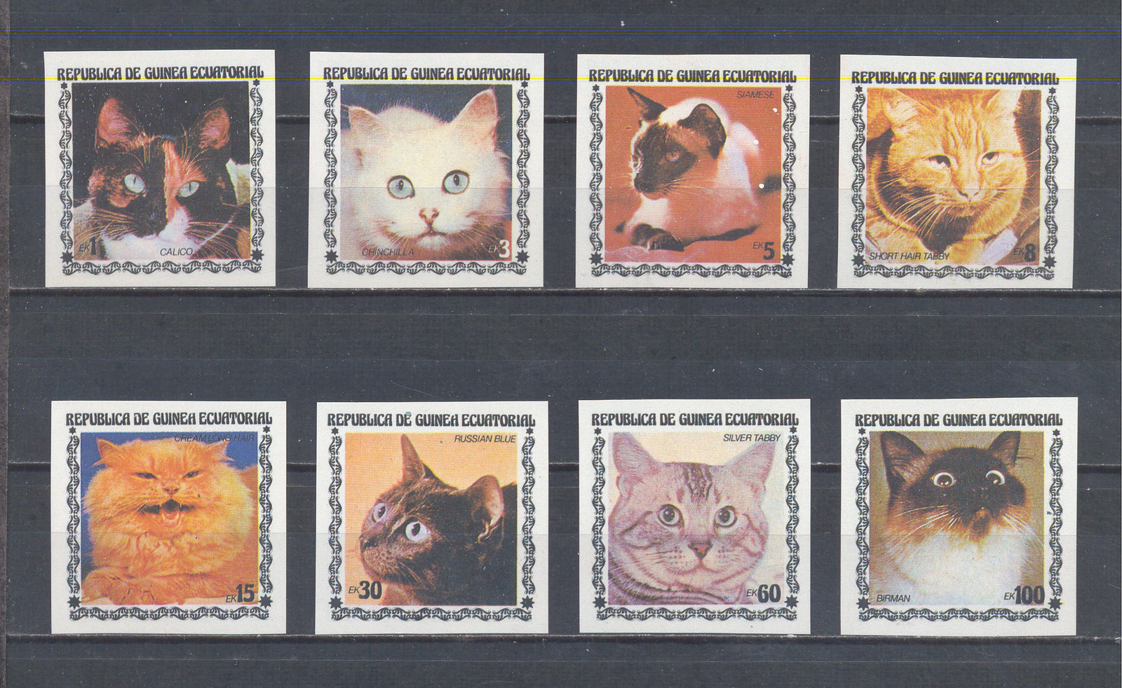 W EQUATORIAL GUINEA 1403B-1410B CATS IMPERFORATED SET