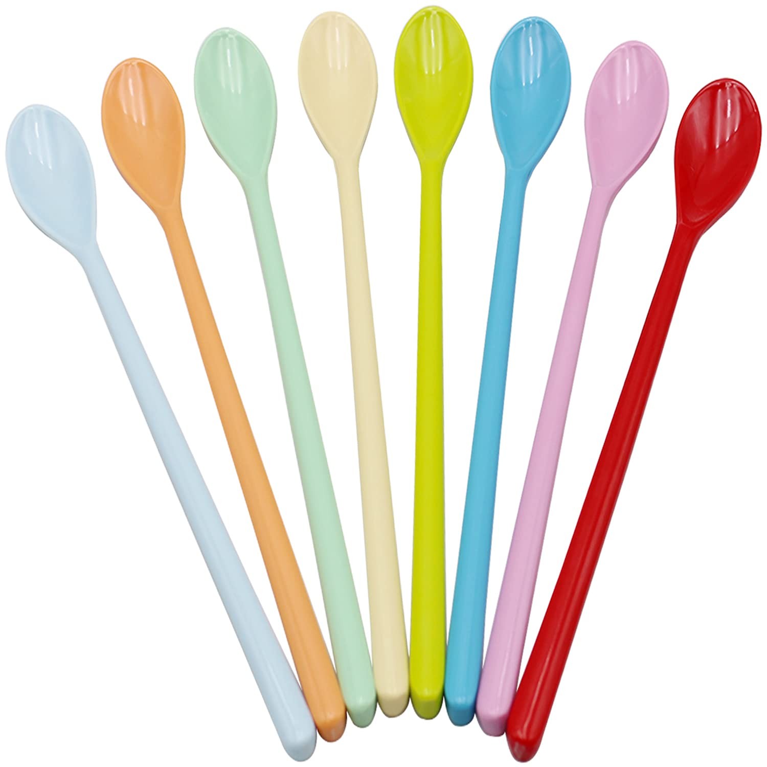 Set of 8 Mixing Spoon Melamine Long Espresso Spoons Colorful Latte Spoon Desse