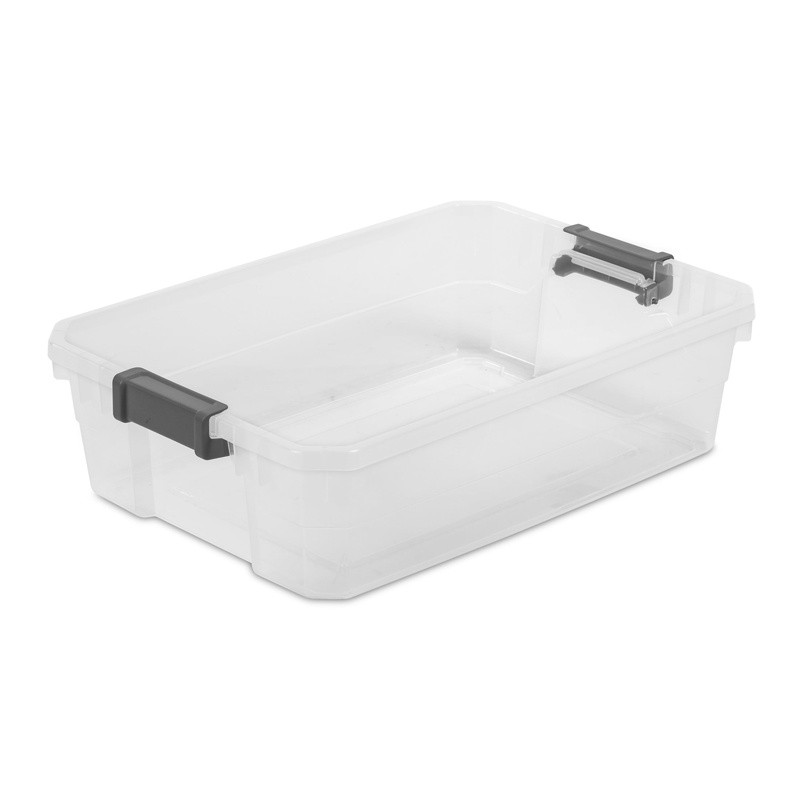 Durable Stackable Storage Bin W/ Secure Lid Closet Garage Basement Organization