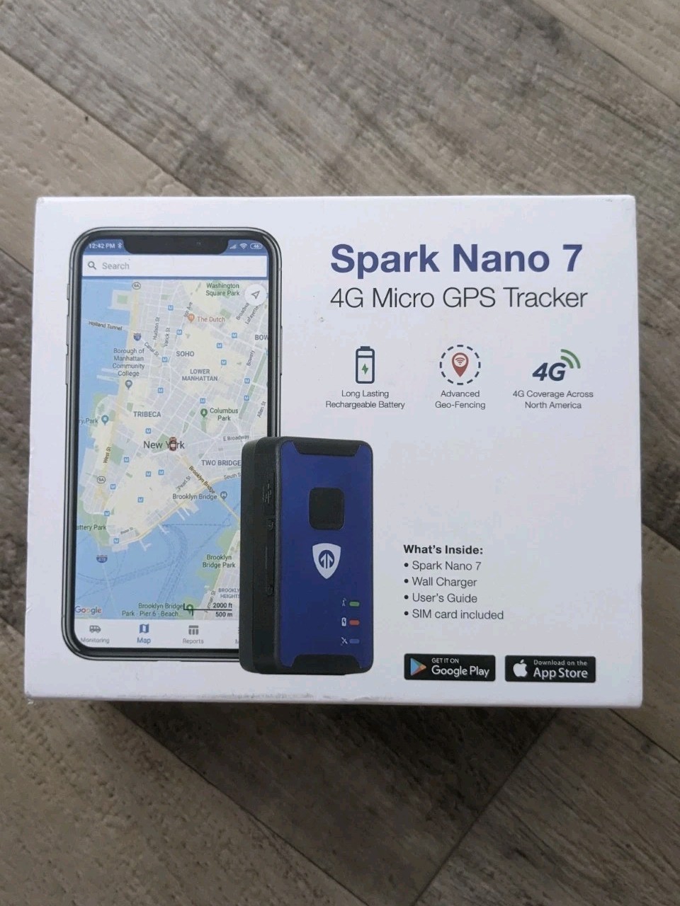 Spark Nano 7 4G CAR & VEHICLE micro GPS Tracker with charger Brickhouse Security