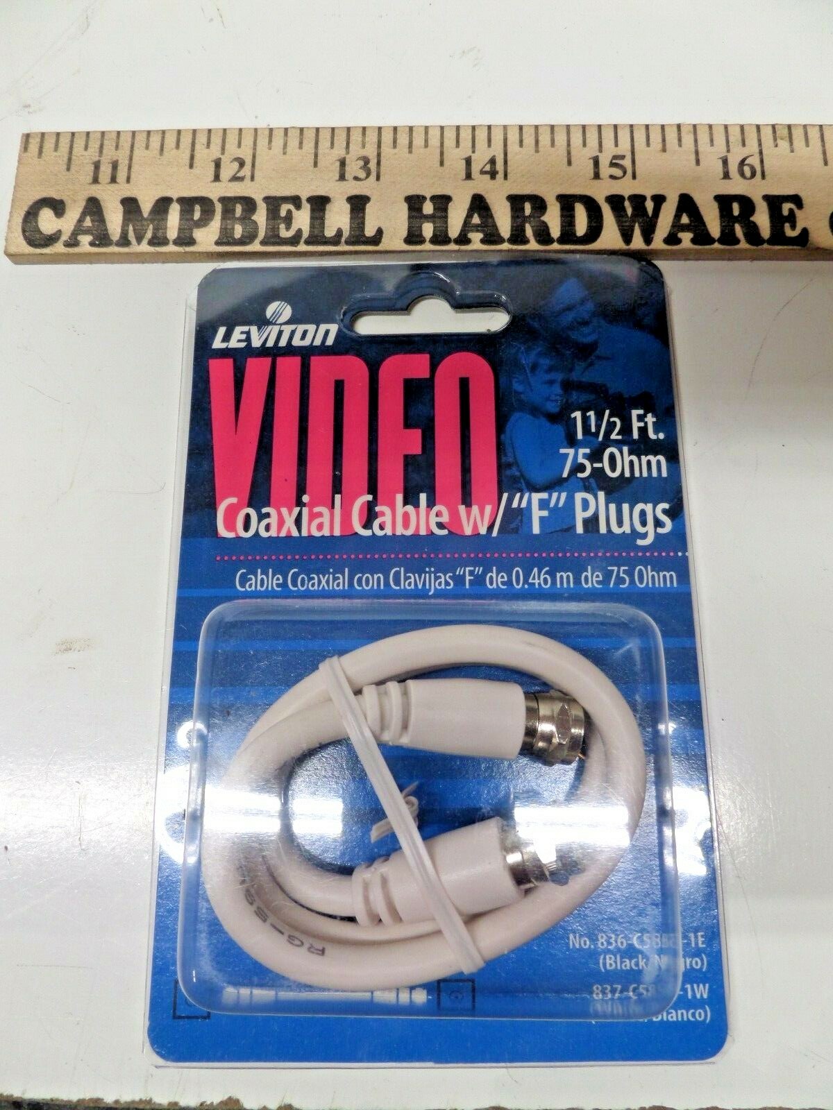 Video Coaxial Connector Cable with F Plugs Leviton White (Lot of 5)