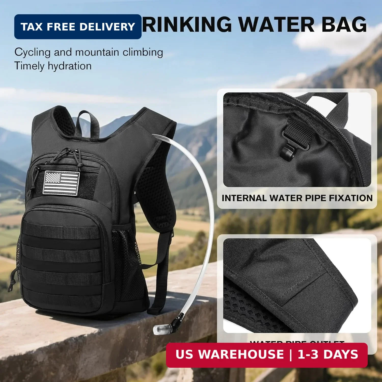 Hydration Backpack with Water Bladder for Hiking Tactical Hydration Pack for ...