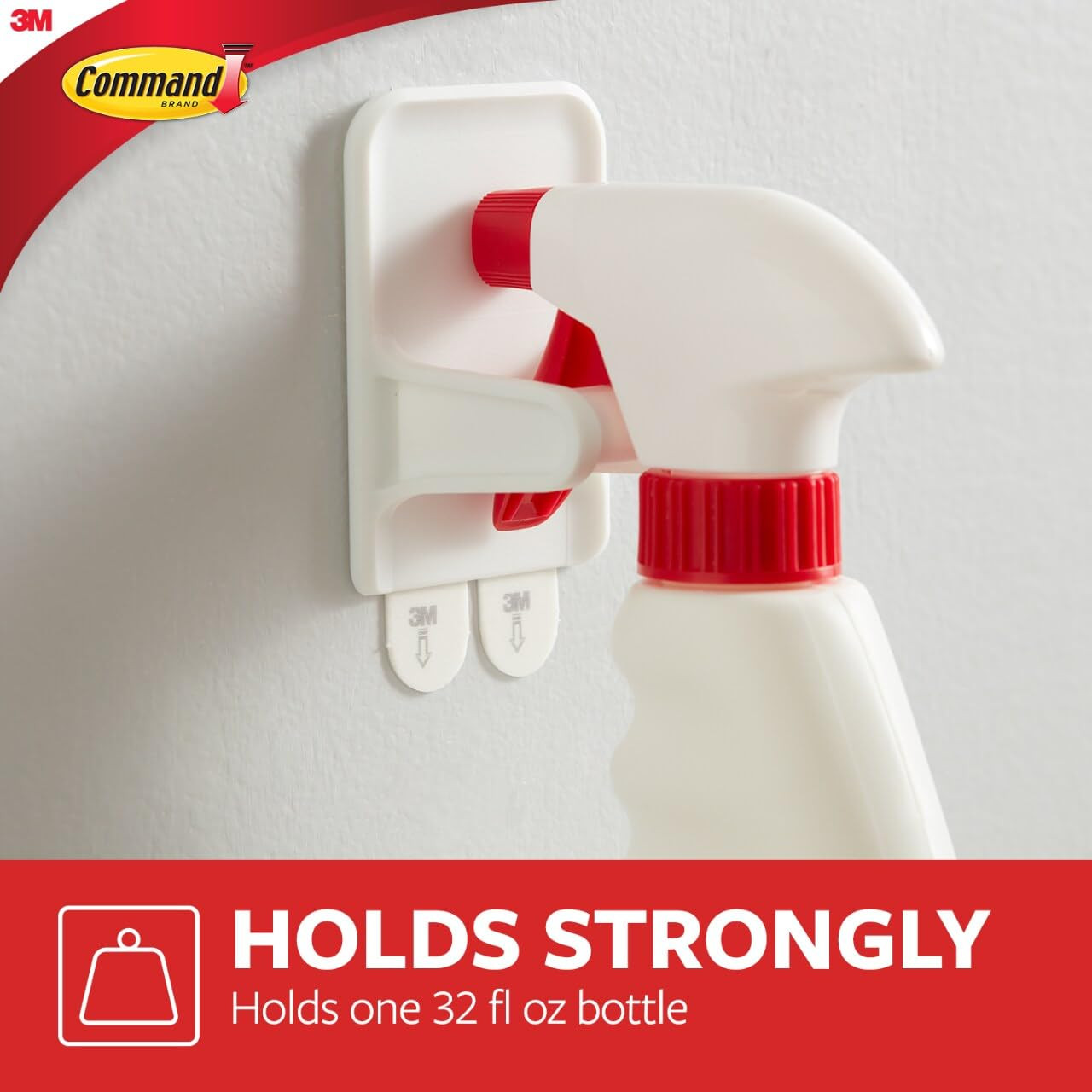 Command Spray Bottle Holder Set 2 White Hangers Damage Free Storage Solution