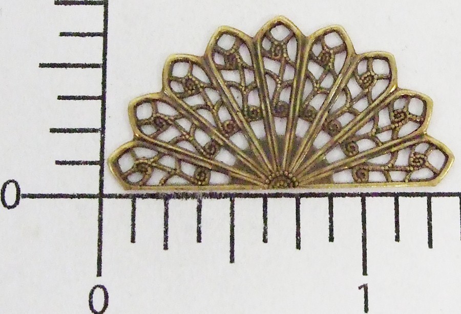 24683        3 Pc Brass Oxidized 1/2 Round Filigree Jewelry Finding