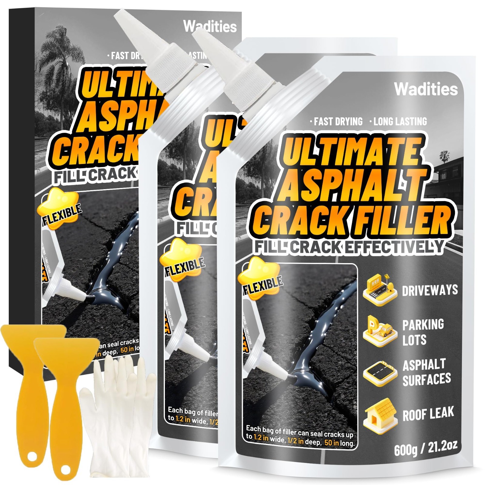 High Elasticity Asphalt Crack Filler 2.65LB - Waterproof Self-Leveling Sealant f