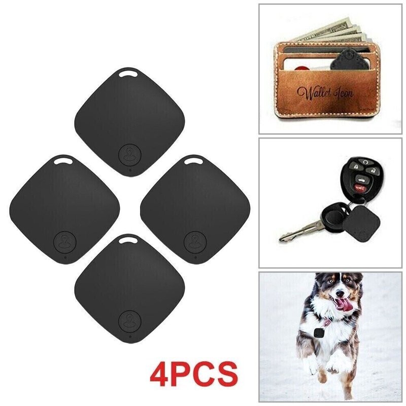 4pcs Black GPS Tracker Wireless Bluetooth Anti-Lost Tracker Wallet Key Pet