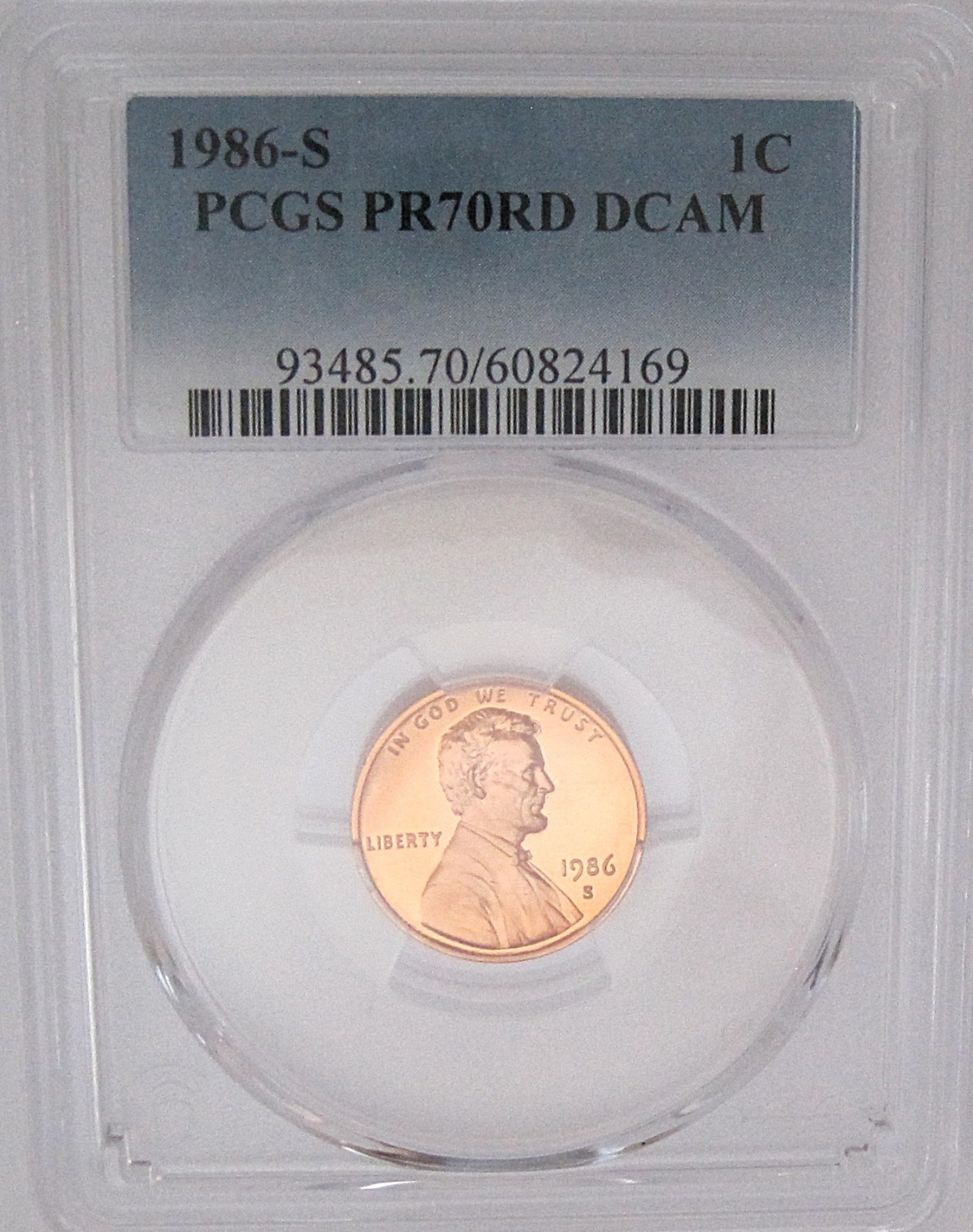 1986-S Lincoln Memorial Cent PCGS PR70 RD DEEP CAMEO = HOT PROOF & TOP GRADE