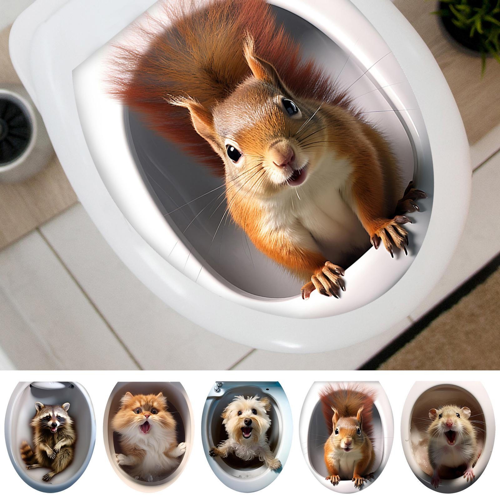 Bathroom Decal Toilet Lid Sticker Funny Animal Pattern Toilet Sticker