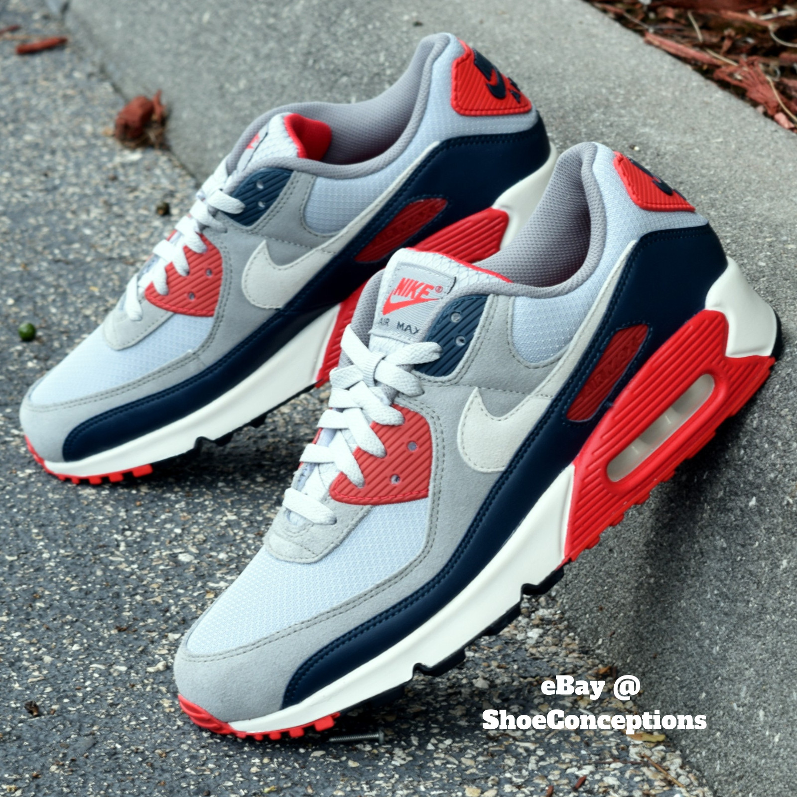 Nike Air Max 90 Shoes Smoke Gray Armory Navy Phantom DM0029-005 Men's Sizes NEW