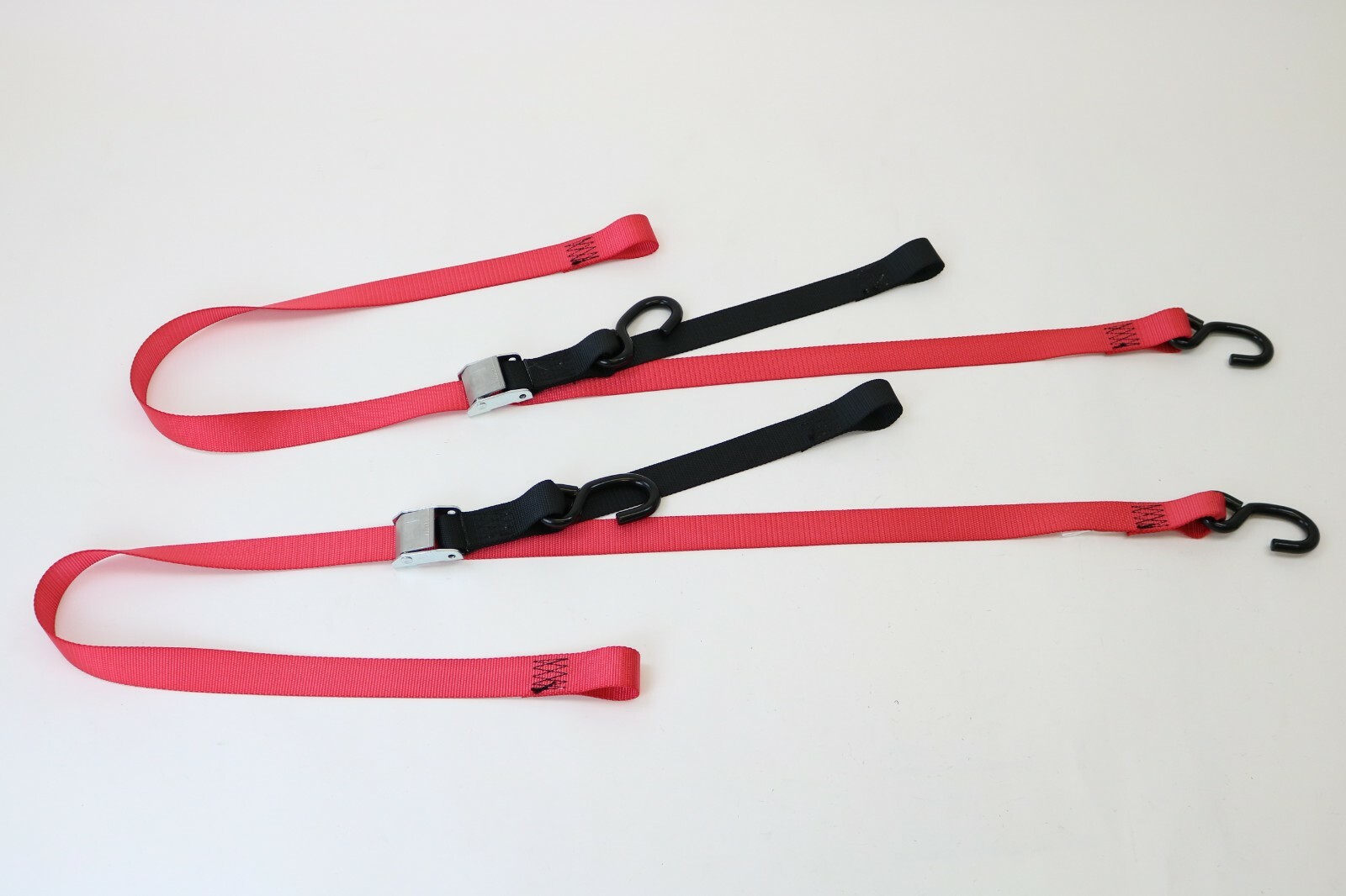 Pack of (2) Two 1.5" x 6' Red Motorcycle Tie Down Cam Buckle Straps 500lbs WLL