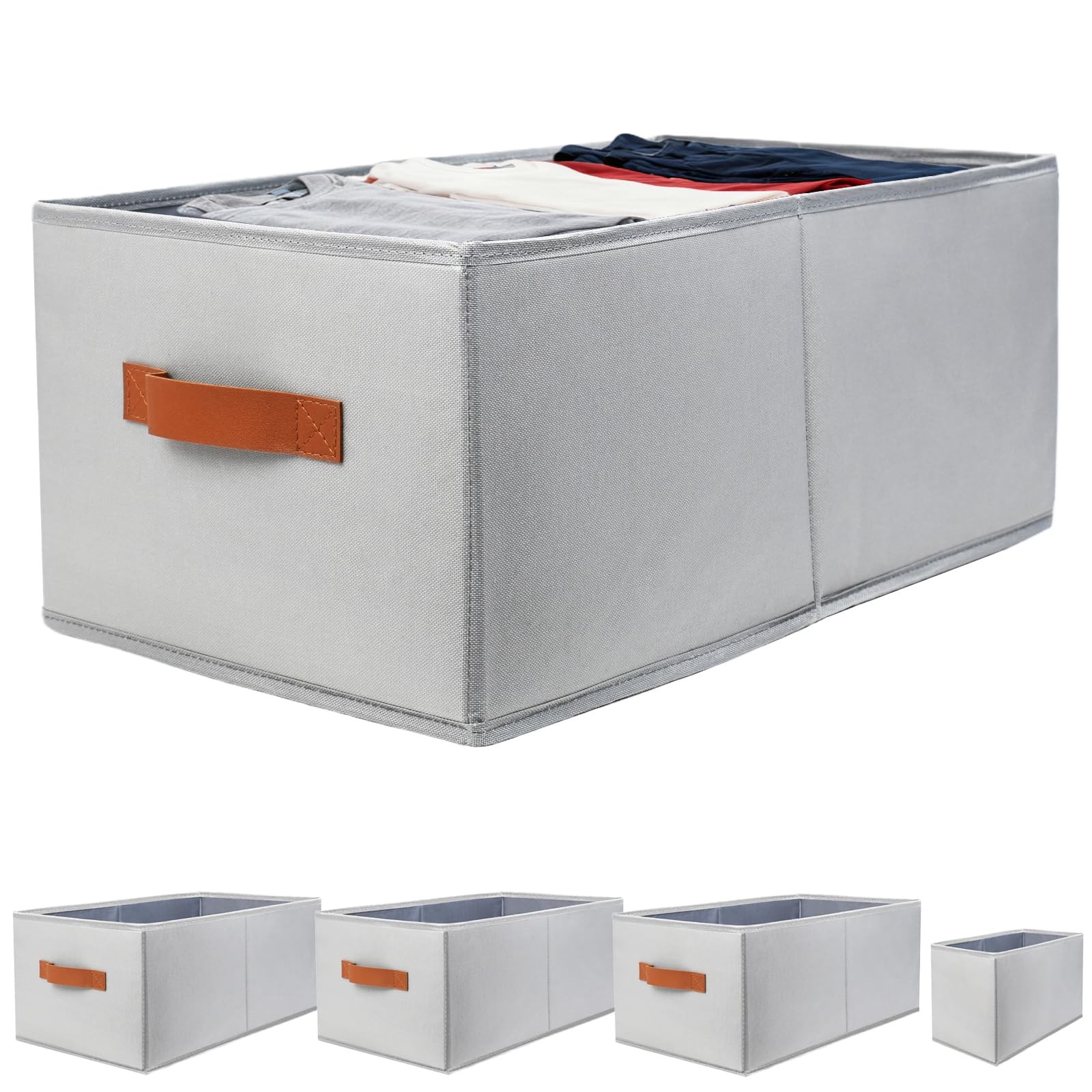 5 Pack Oxford Fabric Storage Bins, Large Clothes Closet Organizers and Storag...