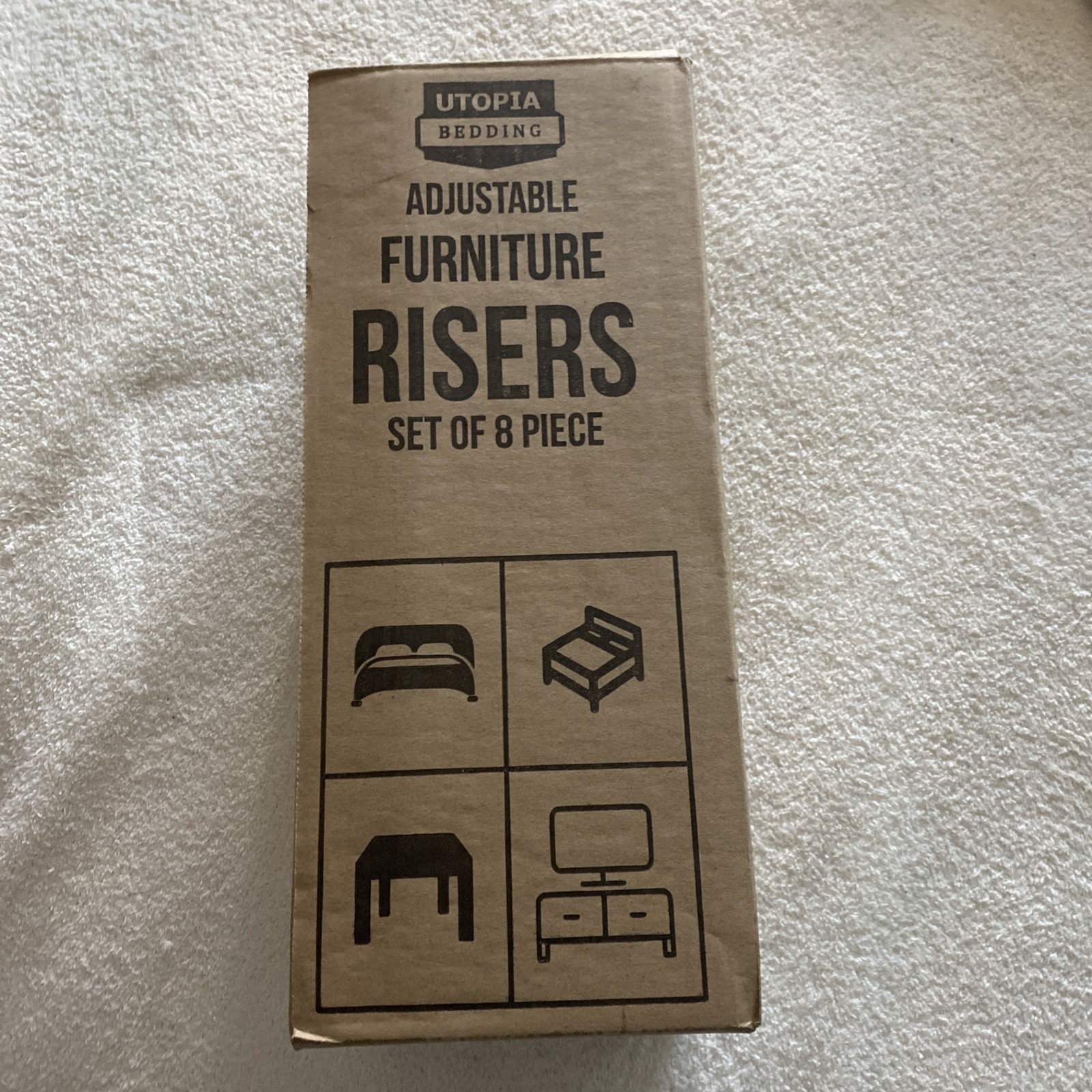 Furniture Risers 8-Pack Adjustable, For Dorms Or Other Furniture