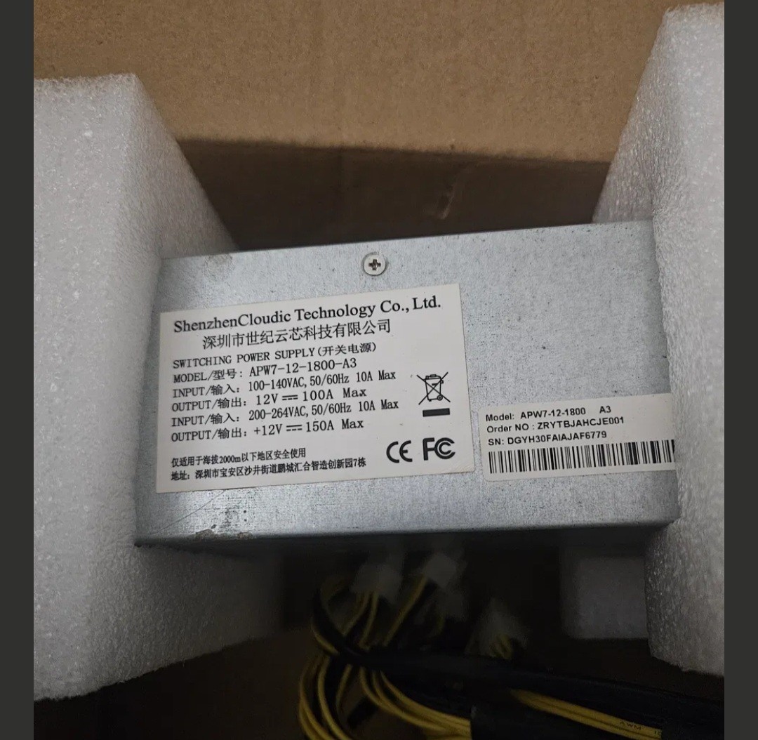 Bitmain APW7-12-1800 A3 PSU 1800W Power Supply | Original Box & Foam | Antminer
