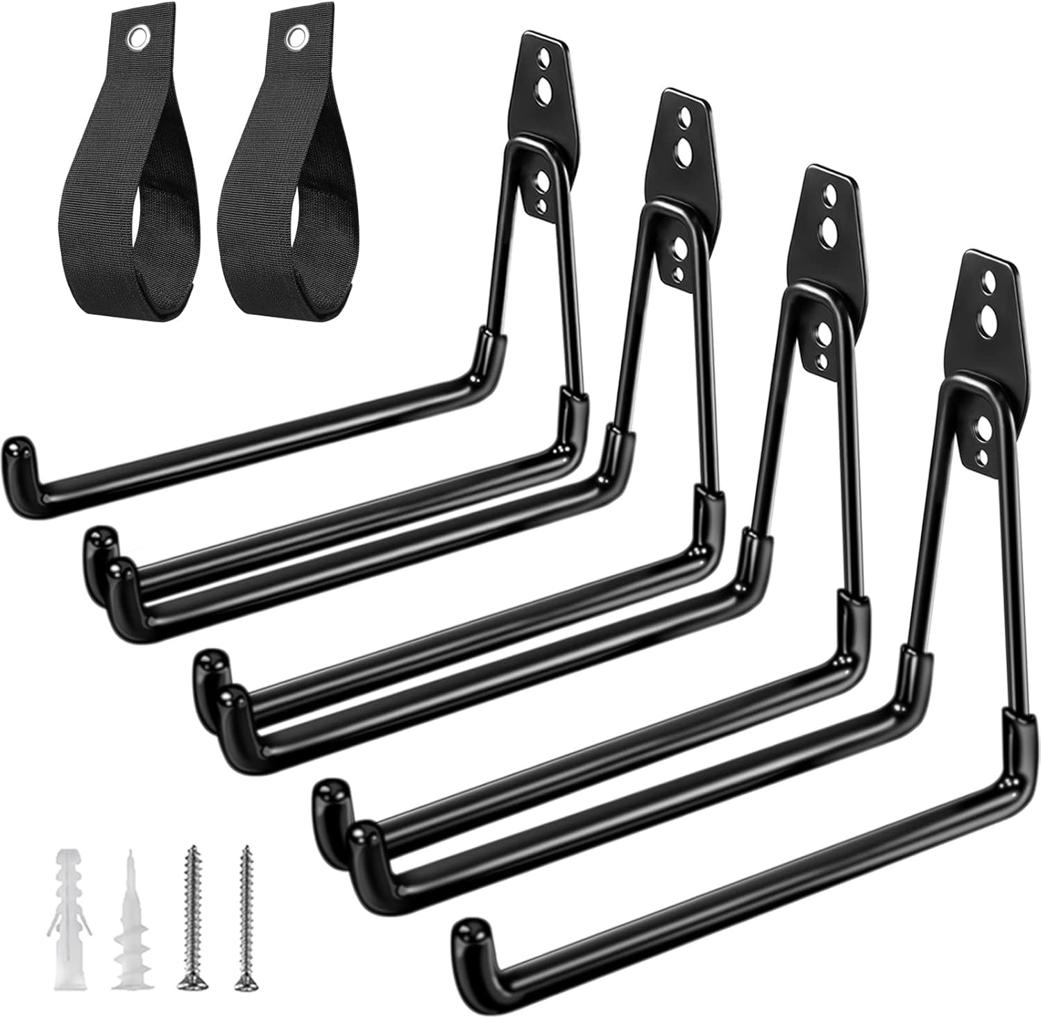 Heavy Duty Garage Hooks 4 Pack, 7.7 inch U 7.7inch U Hook, Black Large U Hook
