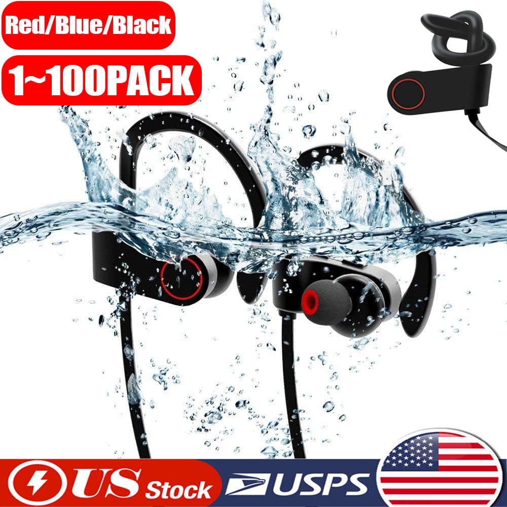 Waterproof Bluetooth 5.0 Stereo Sport Wireless Headphones in Ear Headset lot USA