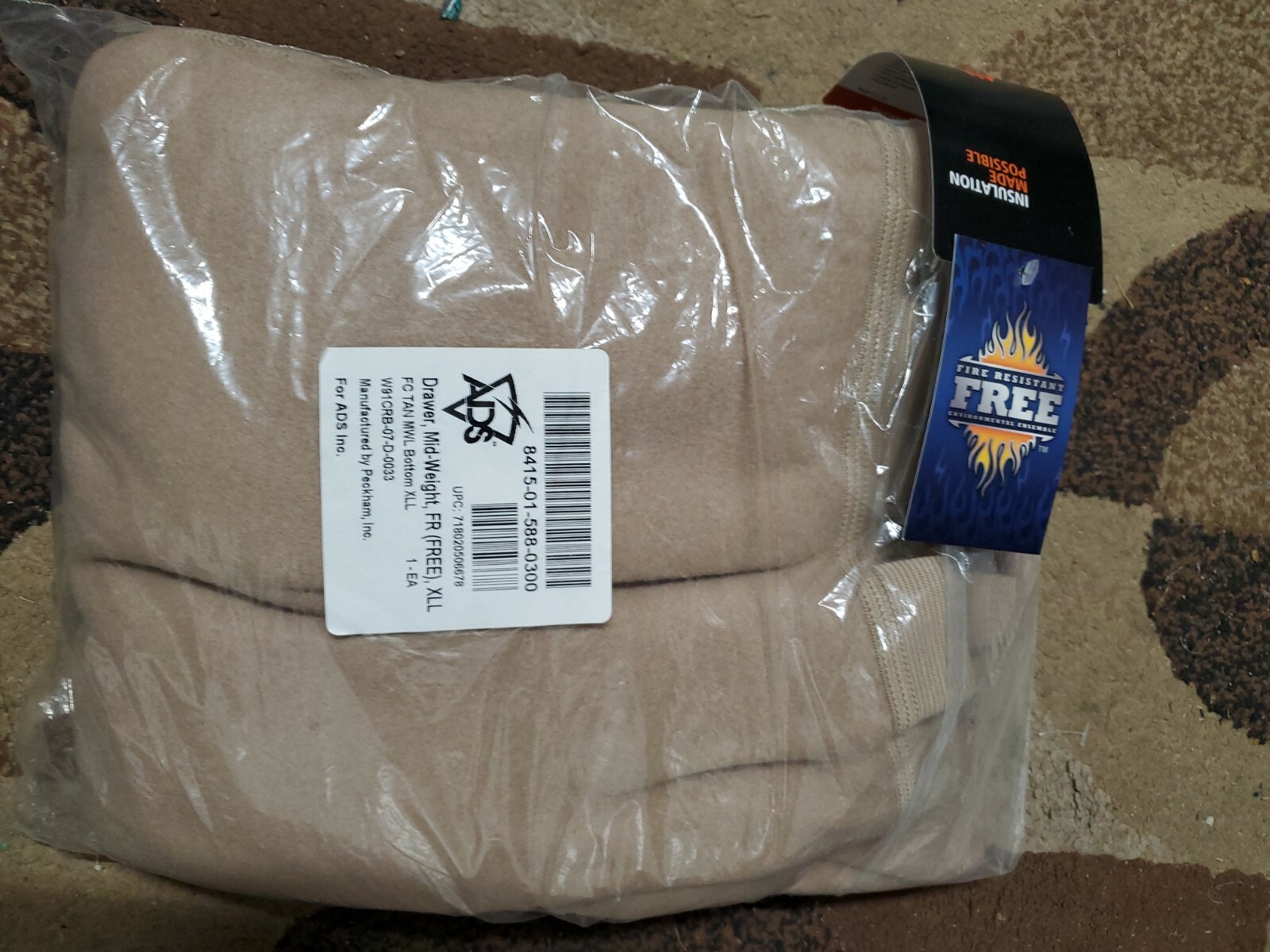 FREE DRAWER MID-WEIGHT x large long FLAME RESISTANT PANTS tan