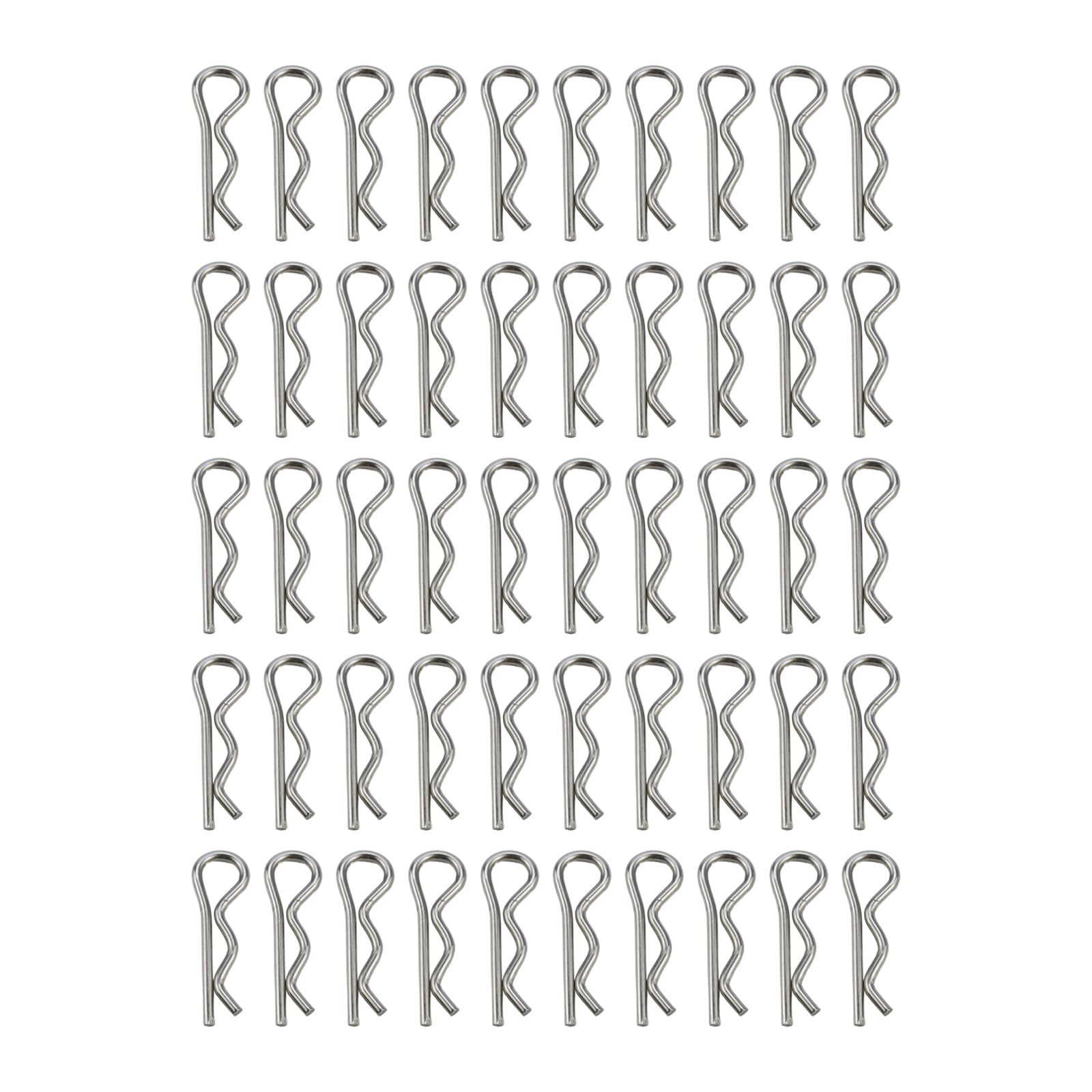 50Pcs R-Shaped Pins M1.6x28mm Steel Cotter Pins Hitch Pin Clips Hardware