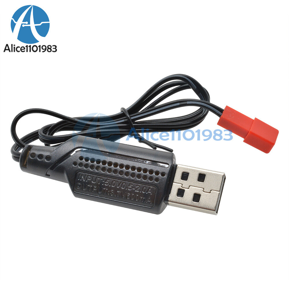 3.7V 500mA Output 1S Lipo Li-ion Battery USB Cable Charger Red JST Female Head