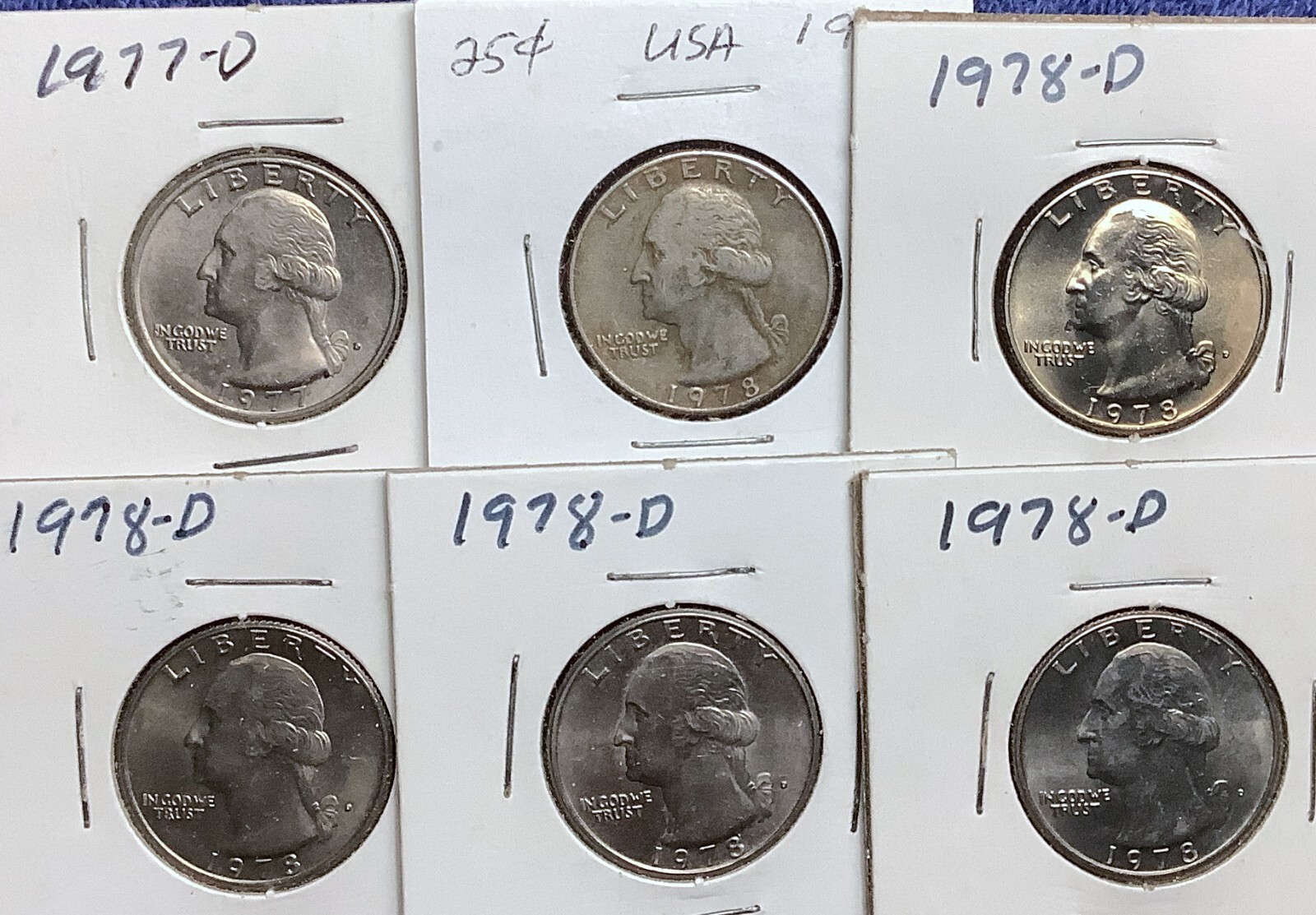 6  Washington Quarter Type Lot Circulated, 1977-D, 1978-D  $2 Shipping!