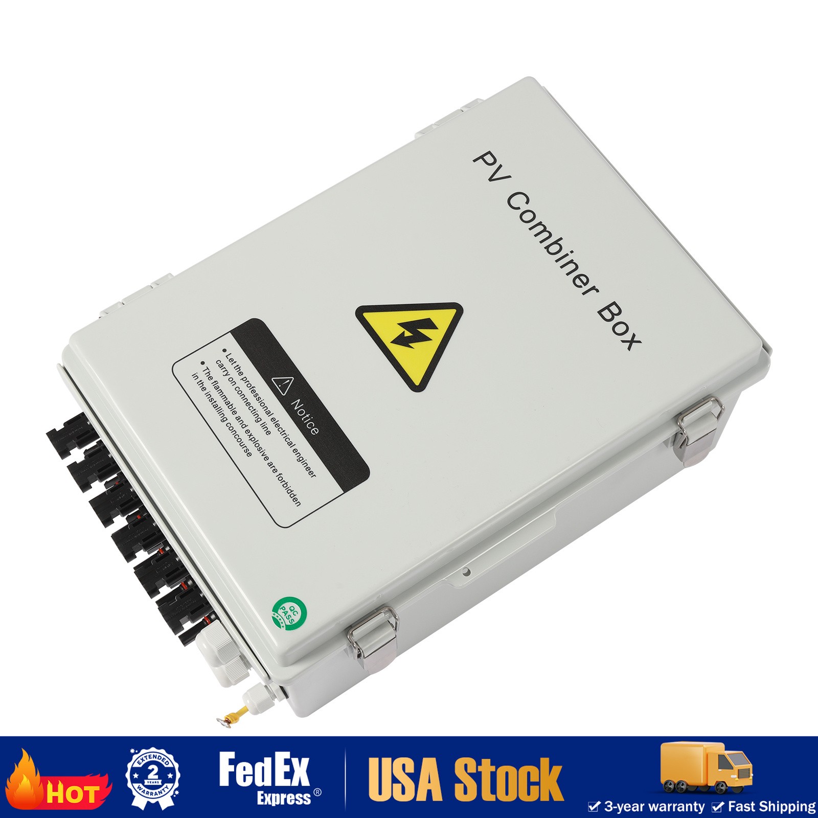 6 String Solar PV Combiner Box 15A Circuit Breaker for Solar Panel Plastic