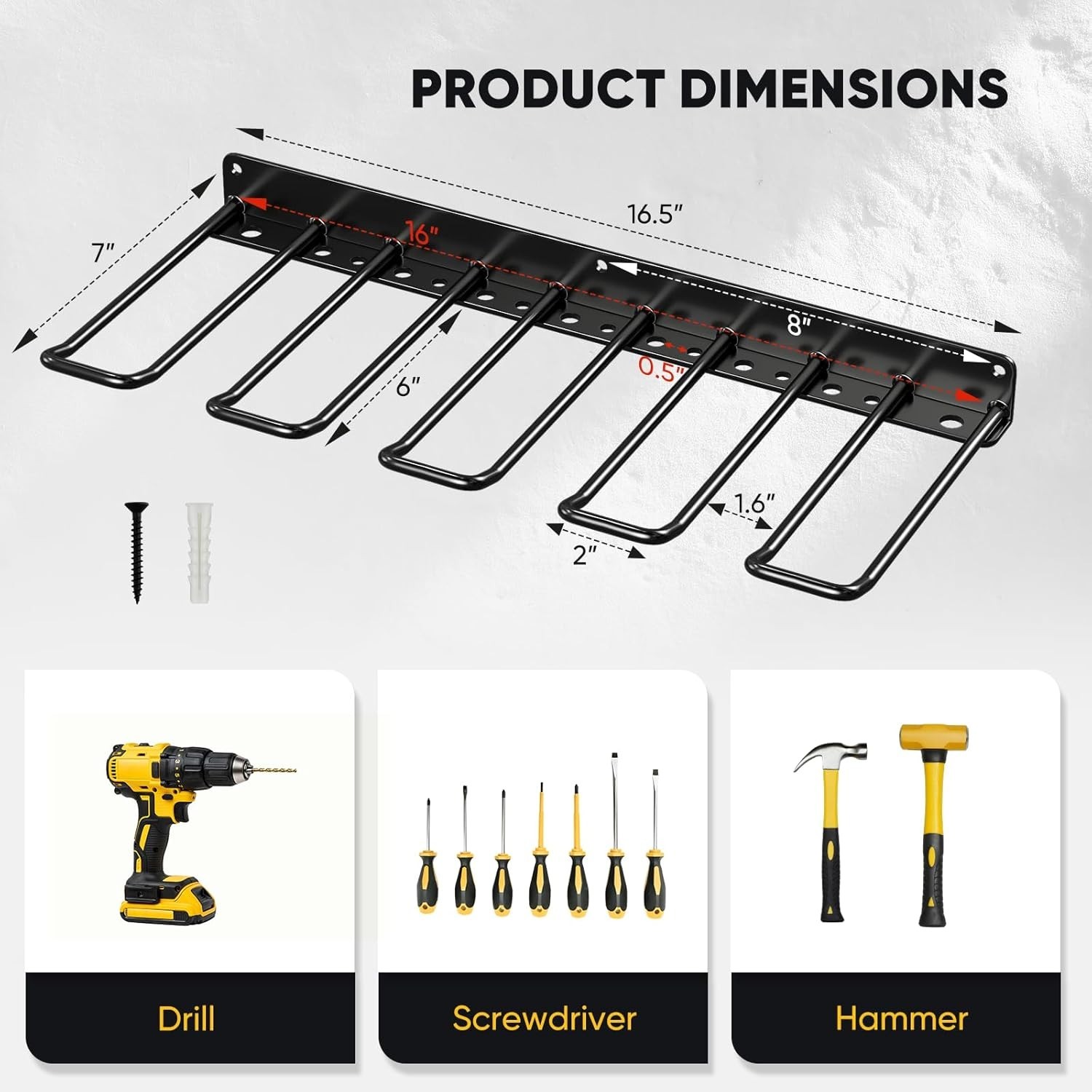 Rust Resistant 3-Tier Heavy Duty Wall-Mounted Tool Organizer for Workshop