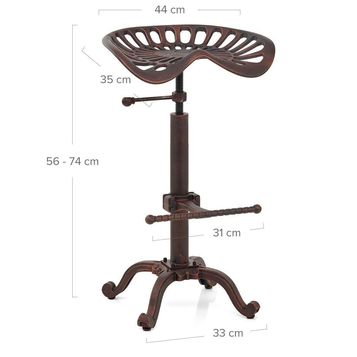 Rustic Industrial Farmhouse Tractor Seat Adjustable Bar Stool Industrial bar ...
