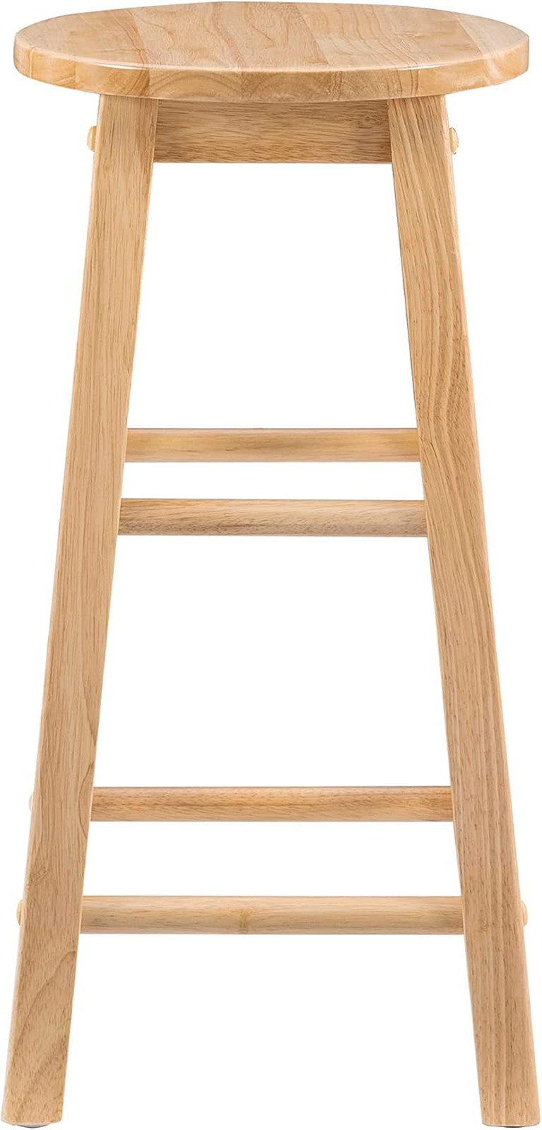 Natural Barstool with Round Seat, 24-Inch