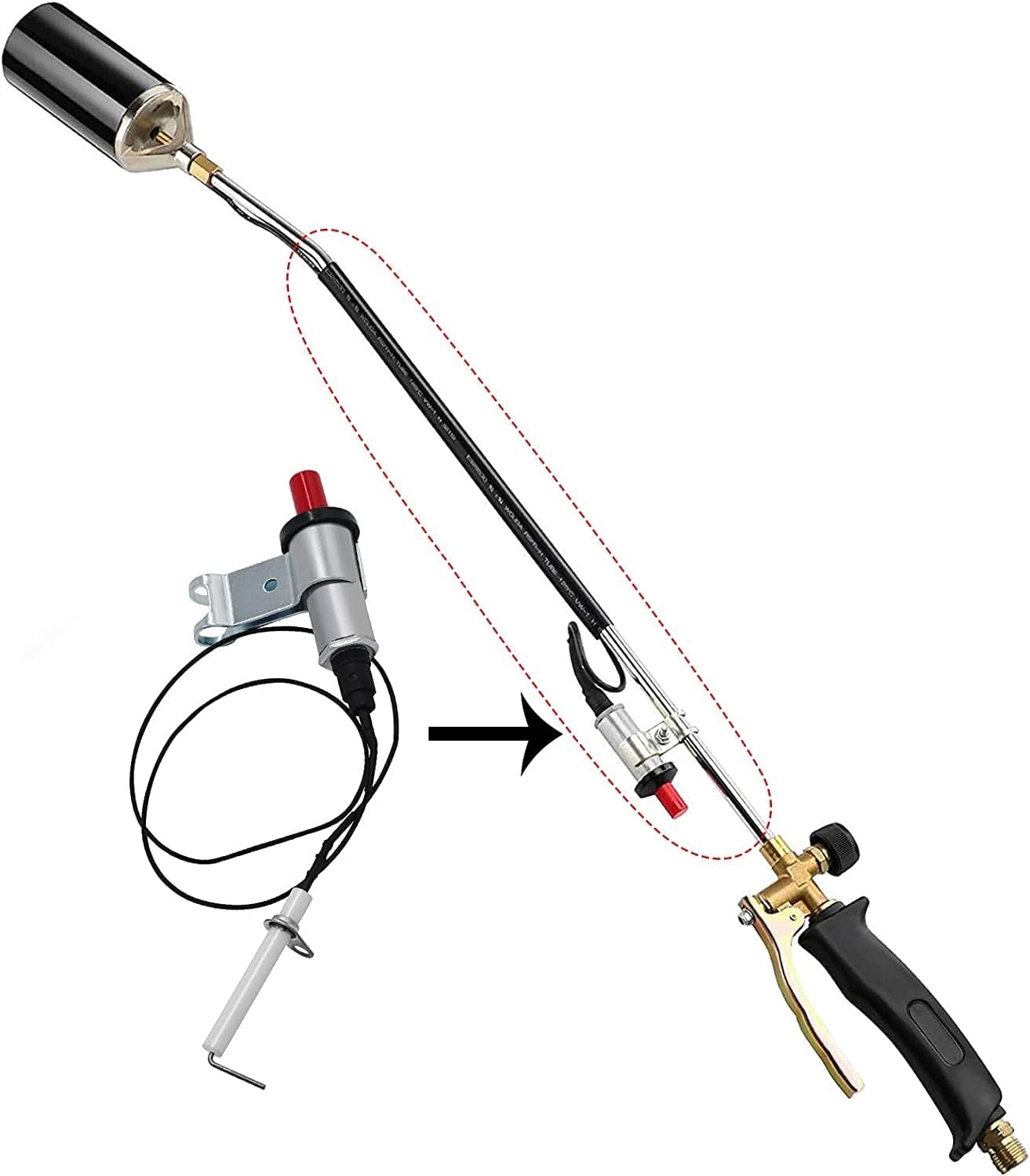 Propane Self Ignition High BTU Weed Torch Replacement Piezo Push Button Igniter