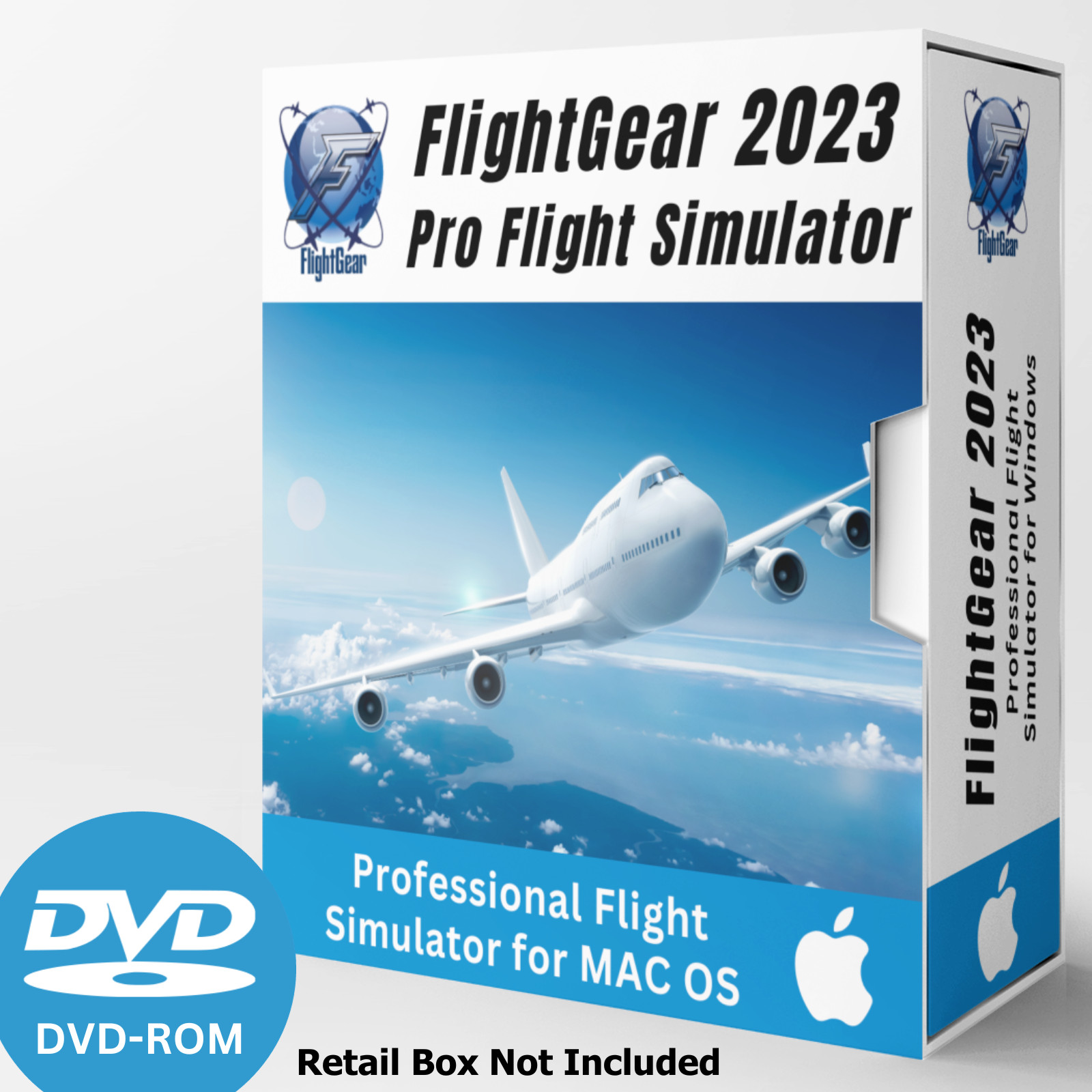 Flight Gear 2023 - Professional Flight Simulator For MAC OS X / Laptop on DVD