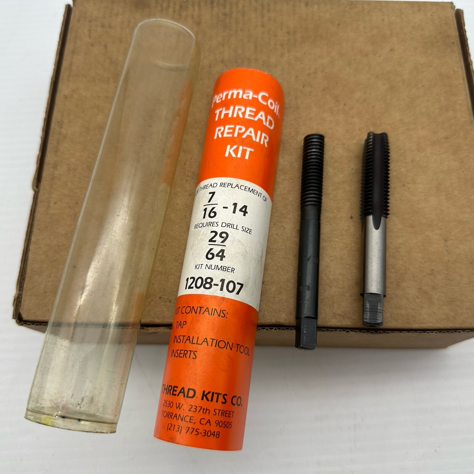 1208-107 Perma-Coil Automotive 7/16-14 Inch Coarse Thread Repair Kit VGUC **READ
