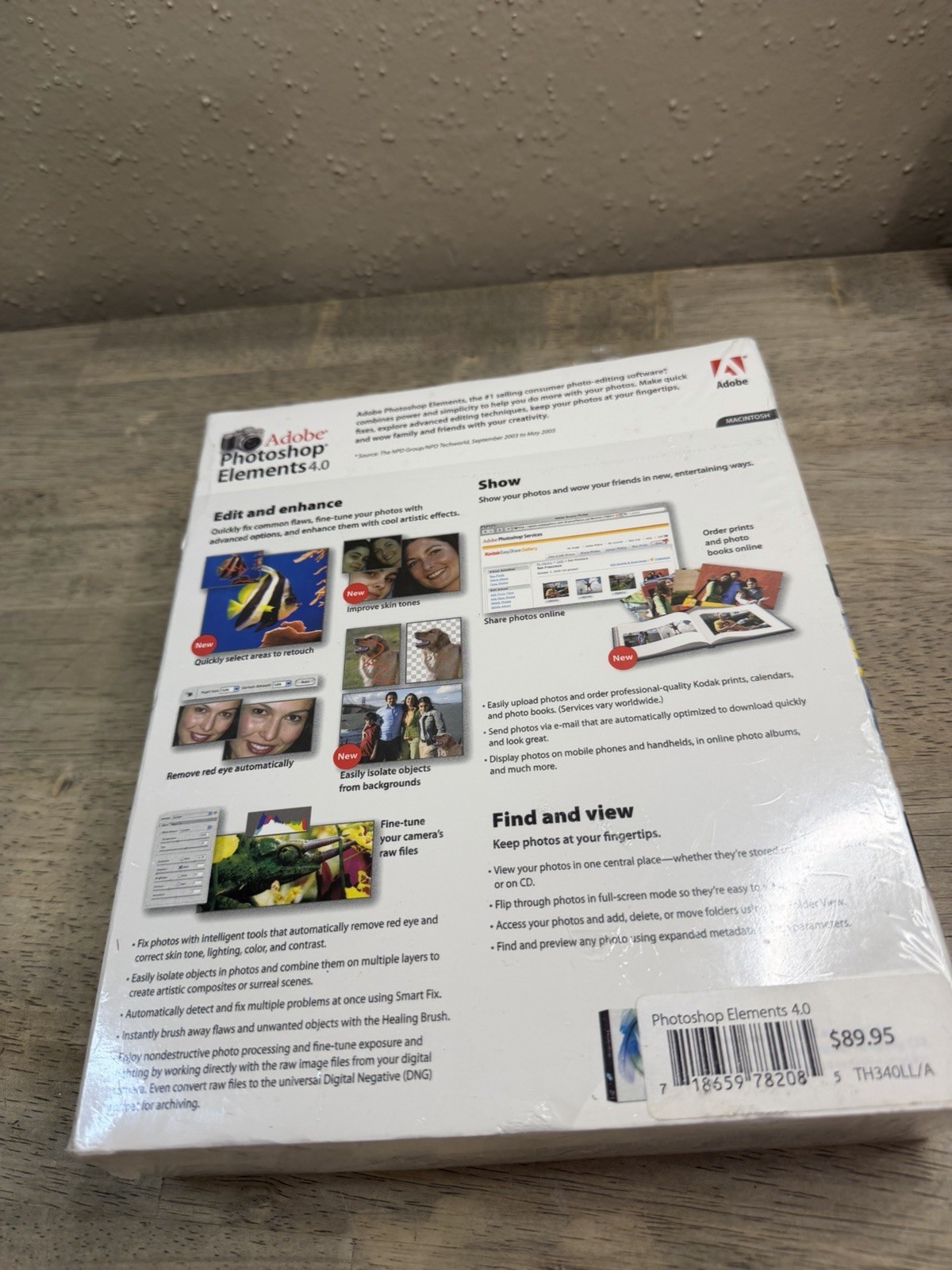 Adobe Photoshop Elements 4.0 Windows XP Full Retail Version Factory Sealed