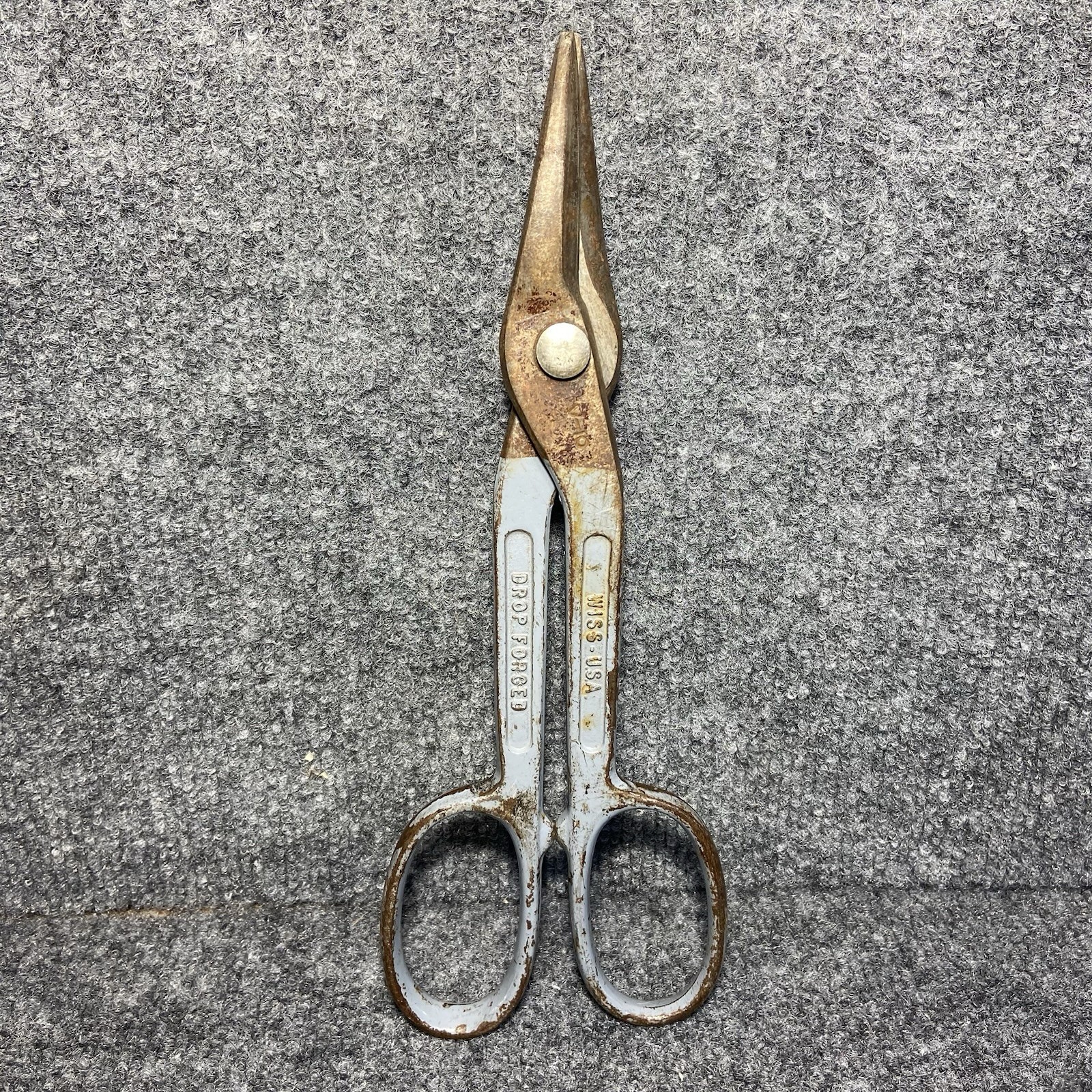 Vintage WISS V-10 Drop Forged Steel Tin Snips Steel Shears Made in USA 10"