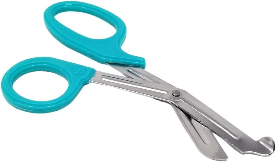 All-Purpose Stainless Steel, Tactical Scissors with Serrated Blade (Teal Handle)