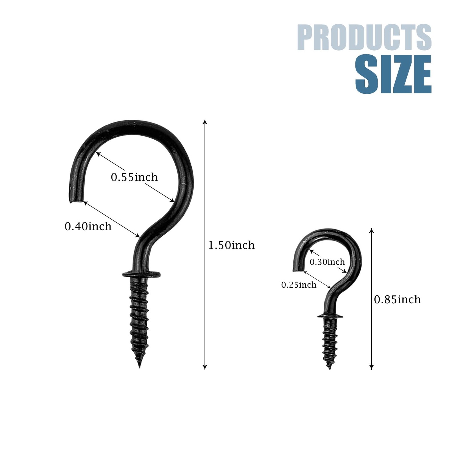 Yeetandoo 50 PCS 1/2IN Screw in Cup Hooks，Mounted on Wall 1/2 IN, Black