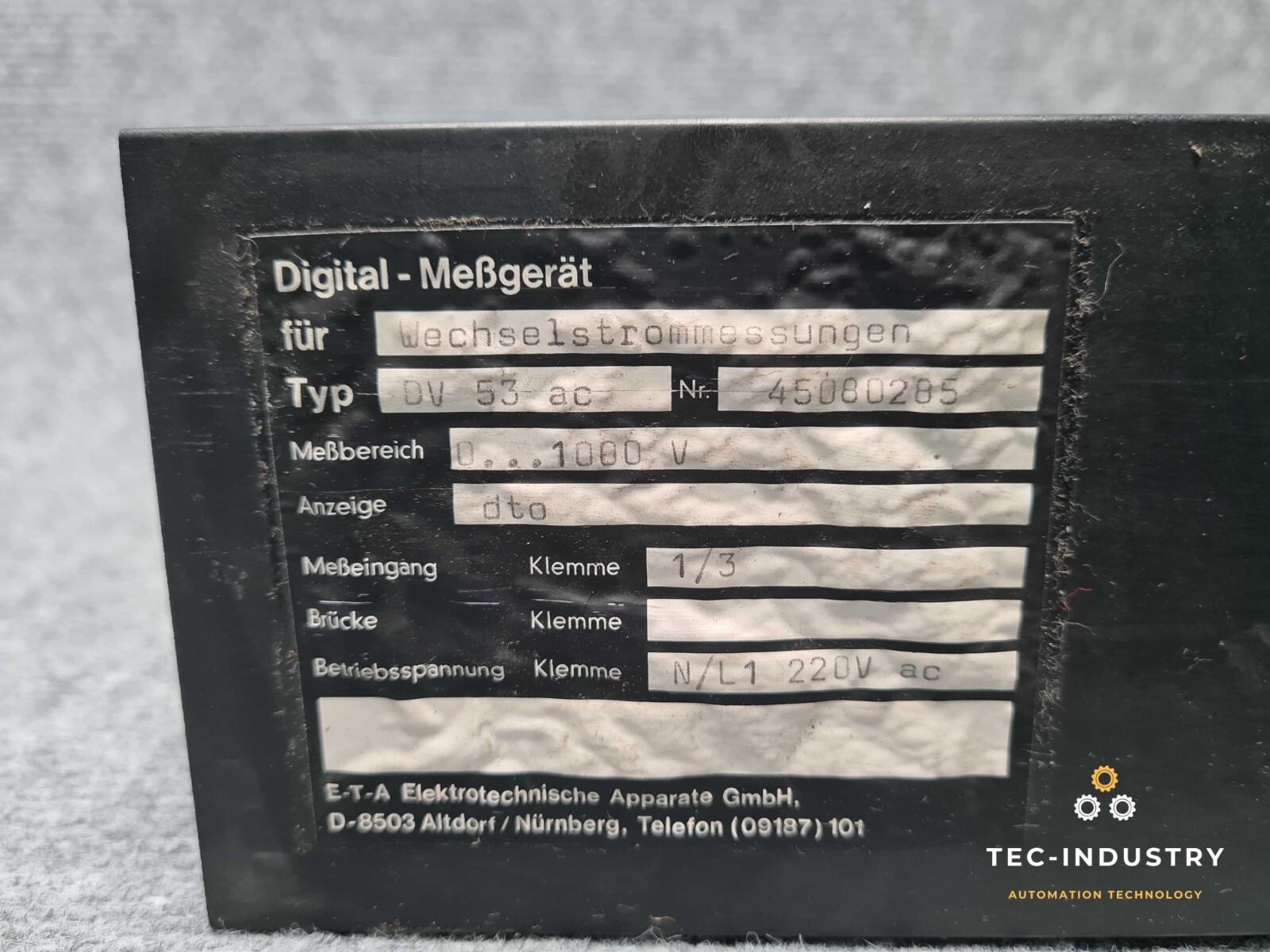 E-T-A DV 53 ac I DIGITAL-MEßGERÄT FÜR WECHSELSTROMMESSUNGEN I 0...1000 V