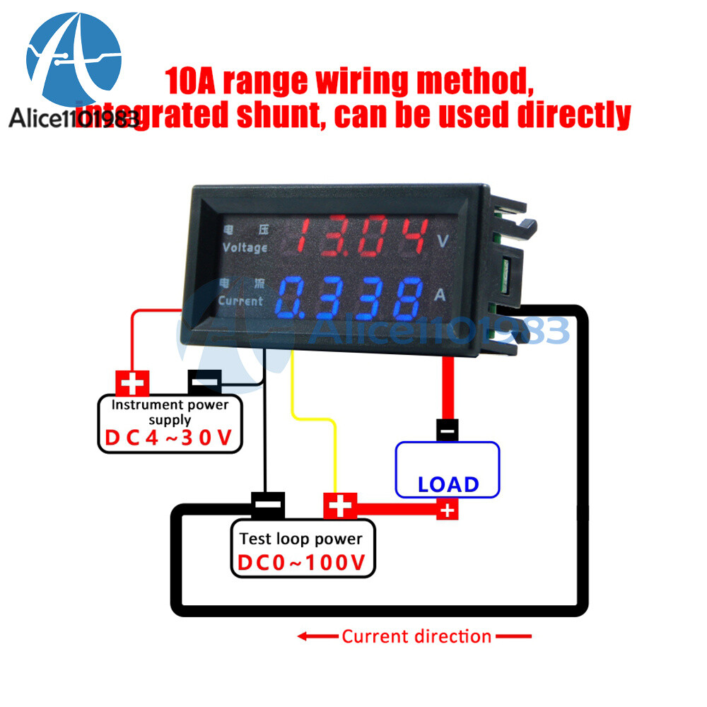 1/2/5/10PCS 4-Digital Dual LED DC0-200V 10A Voltmeter Current Ammeter M4430