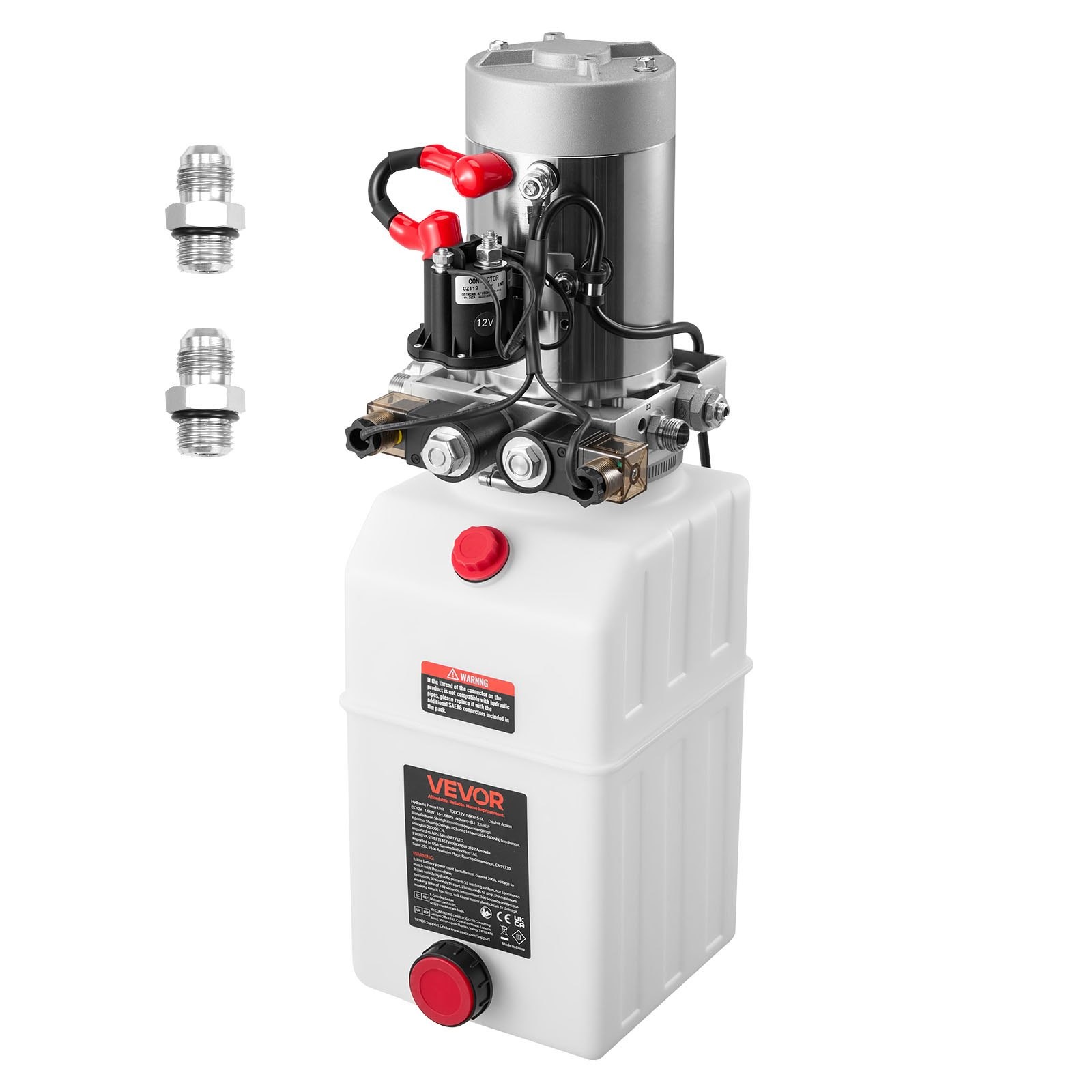 6 Quart Hydraulic Power Unit, Double Acting Dump Trailer Pump, 3200 PSI Max Reli