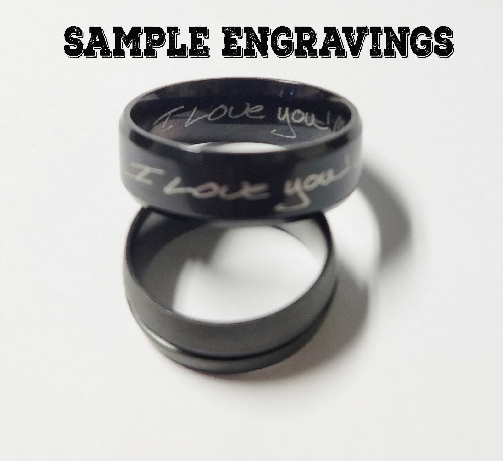Men's Custom Engraved Silver Wedding Ring - Personalized Handwriting Ring