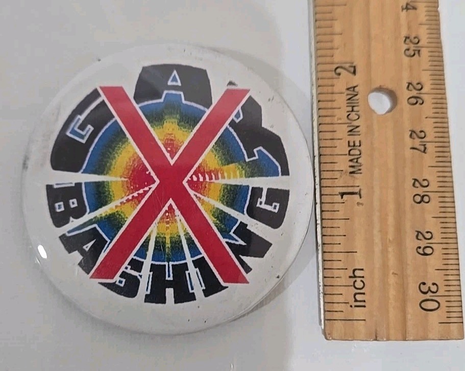 Stop X Gay Bashing Pinback Button VINTAGE RARE