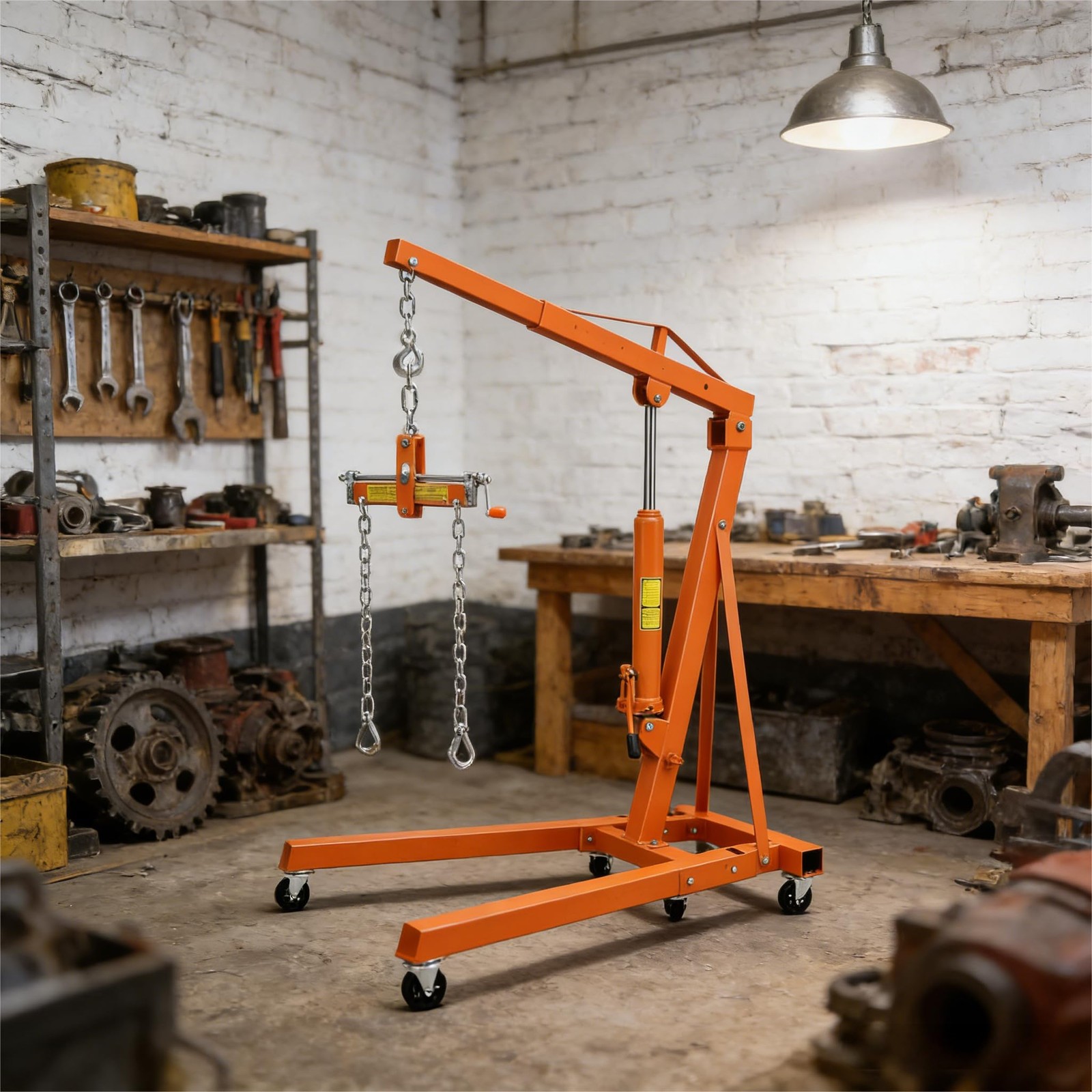 Engine Hoist with Lever Folding Cherry Picker Engine Hoist Folding Shop Crane US